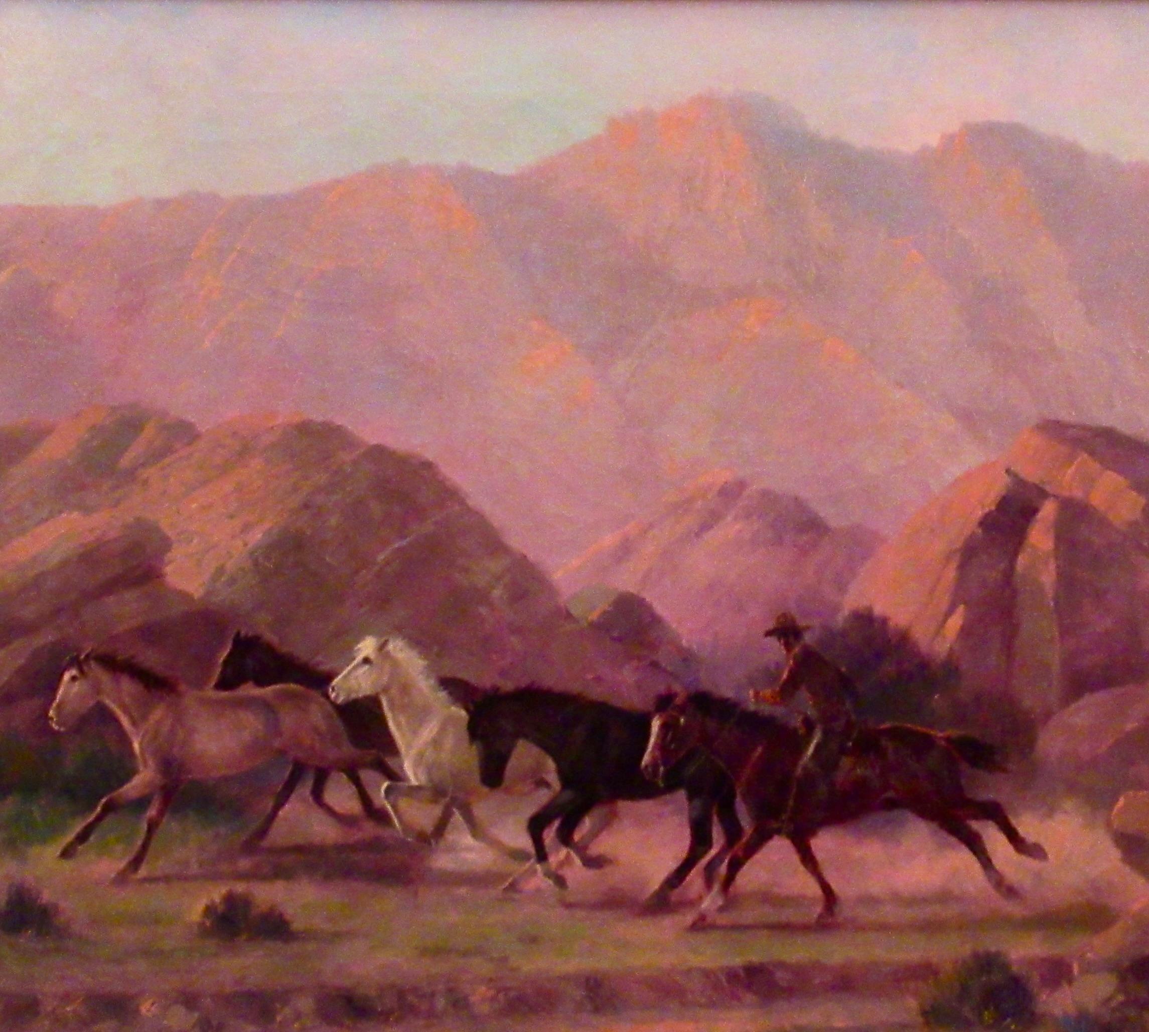 Scène occidentale - Réalisme américain Painting par Charles Damrow