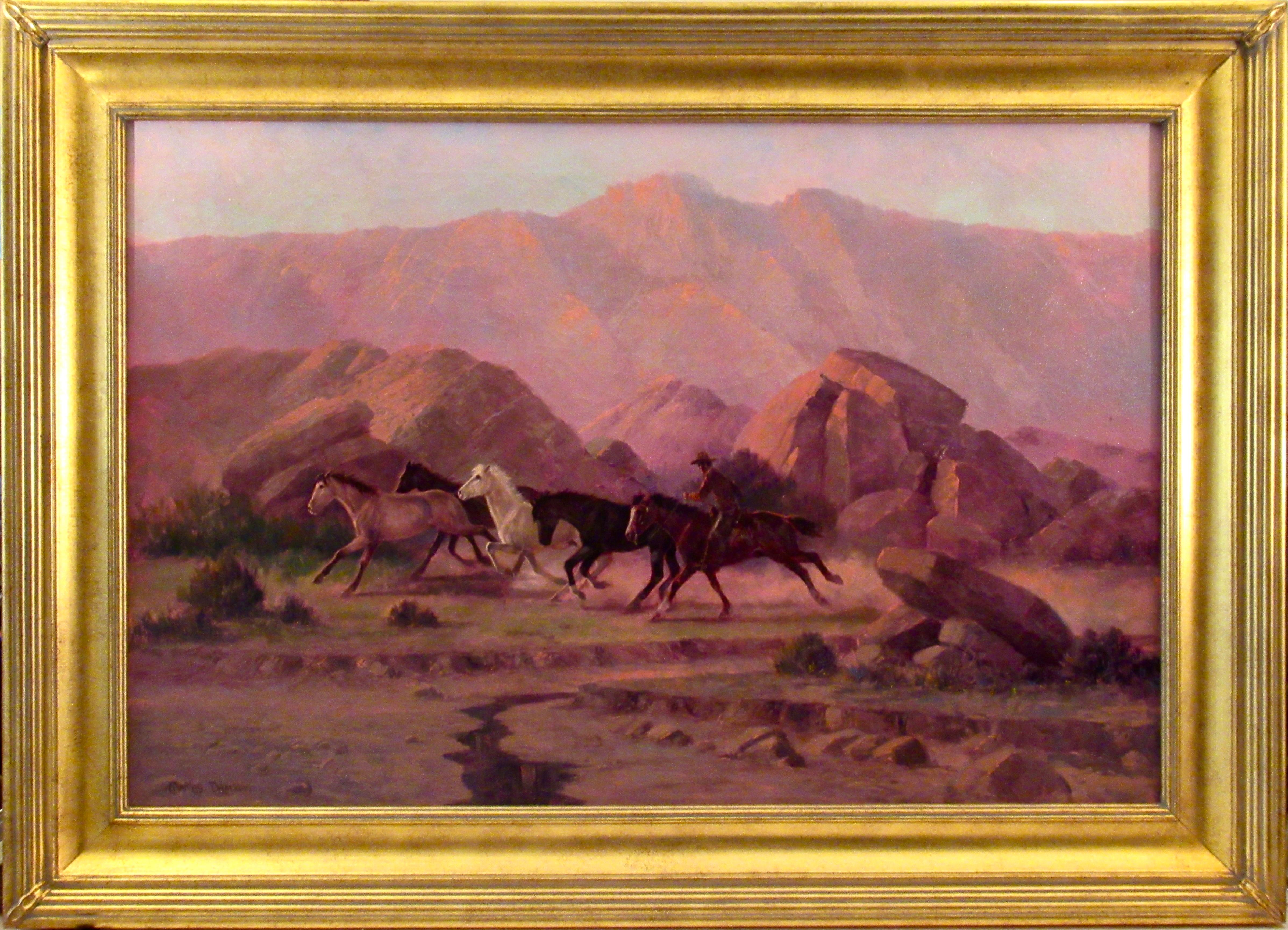 Charles Damrow Figurative Painting - Western Scene