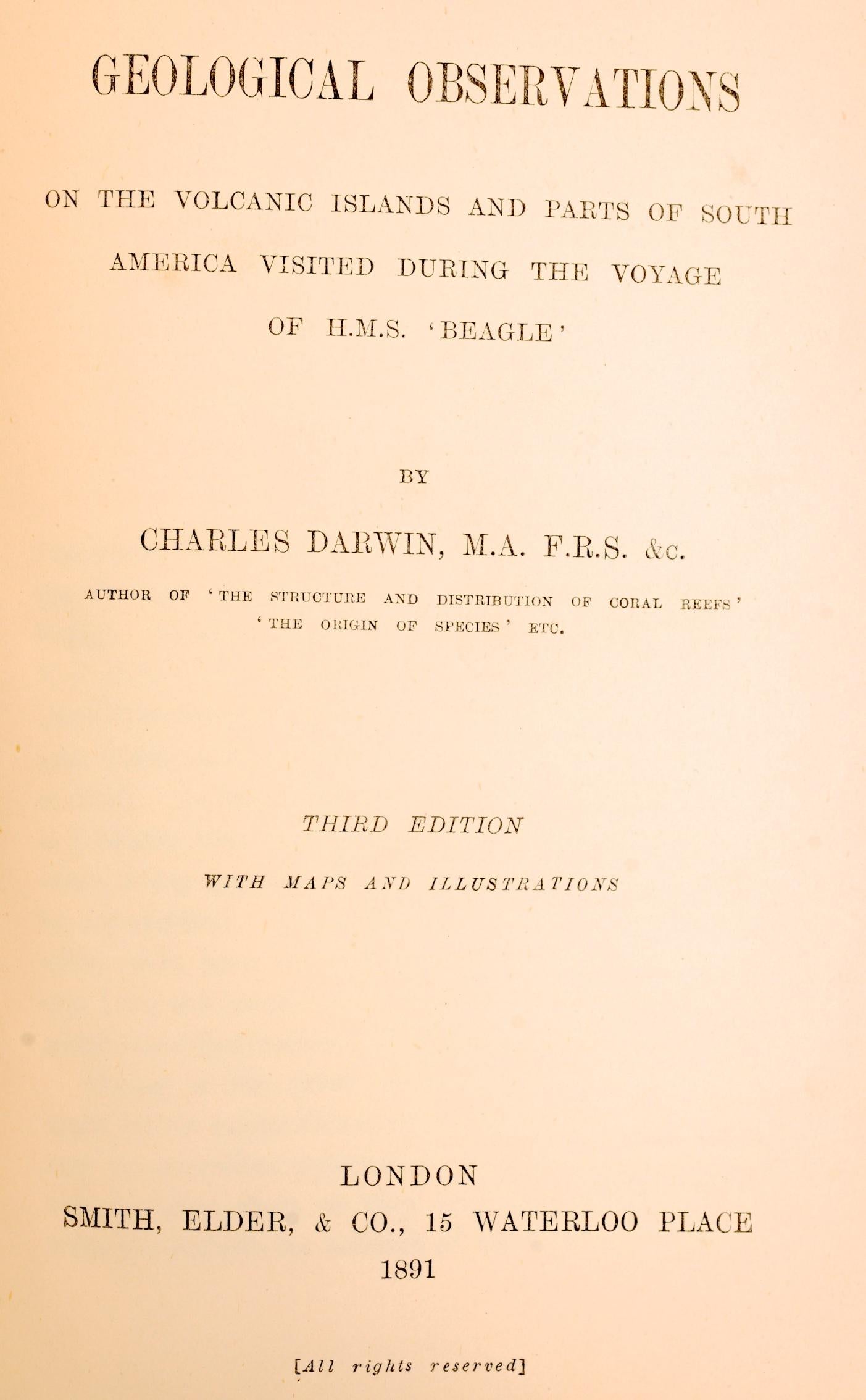English Charles Darwin, Geological Observations on the Volcanic Islands, circa 1891