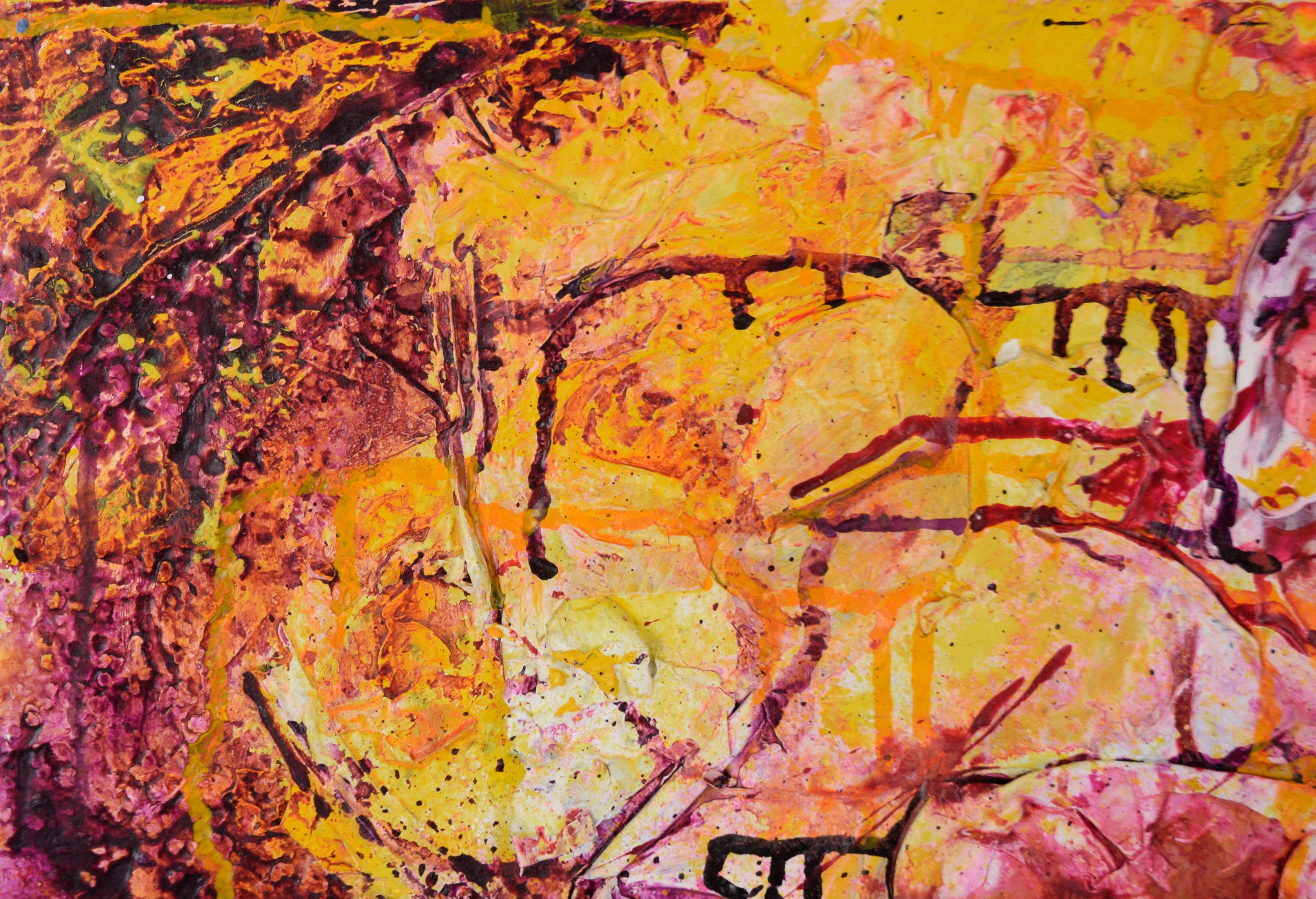 A Rose is a Rose - Abstract Expressionist Assemblage in Acrylic on Canvas - Painting by Charles David Francis