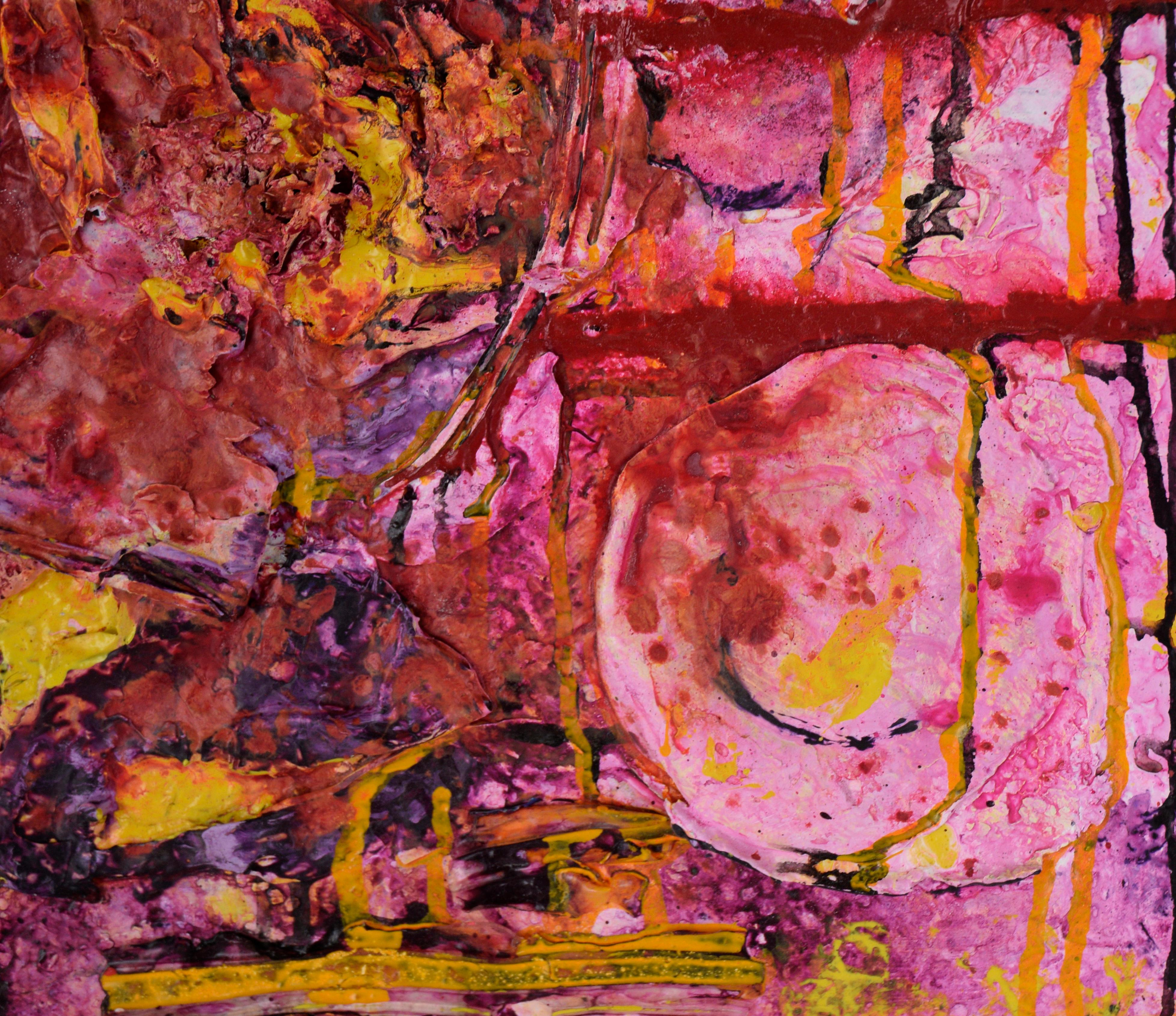 A Rose is a Rose - Abstract Expressionist Assemblage in Acrylic on Canvas For Sale 4