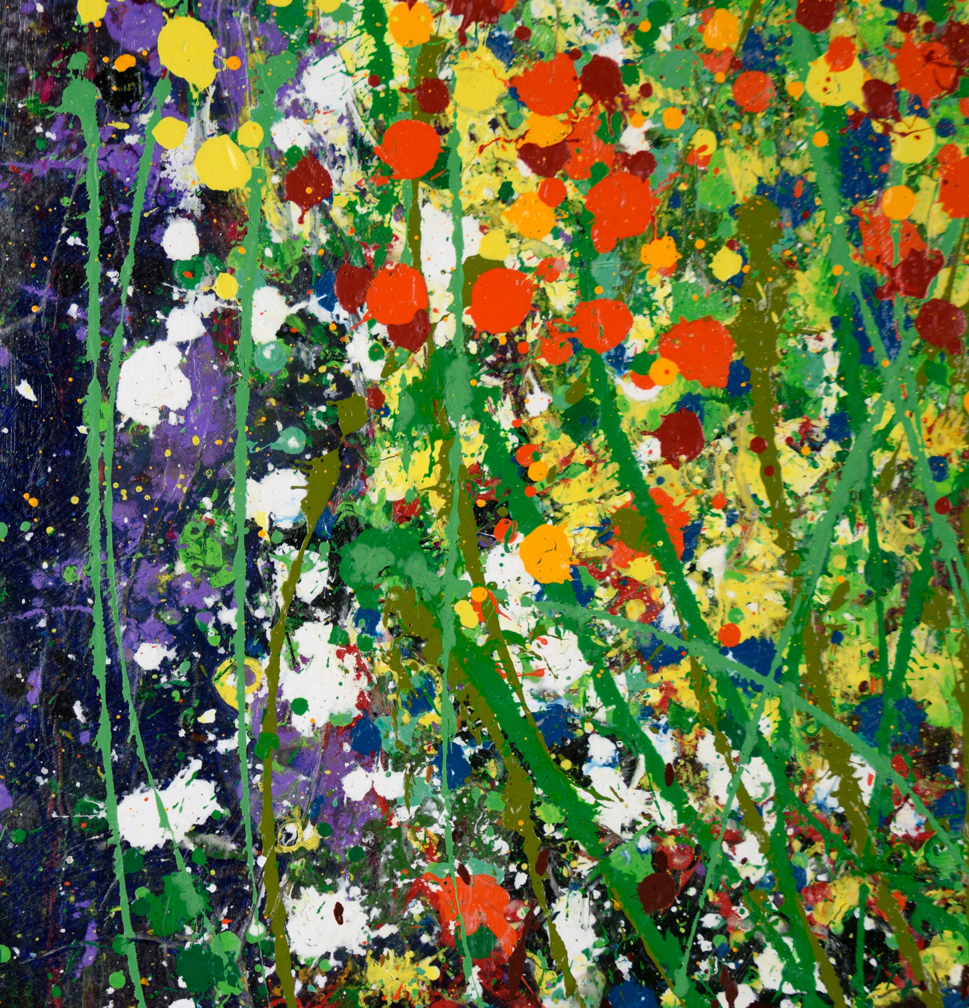 Confetti Garden - Expressionist Composition in Acrylic on Canvas For Sale 1