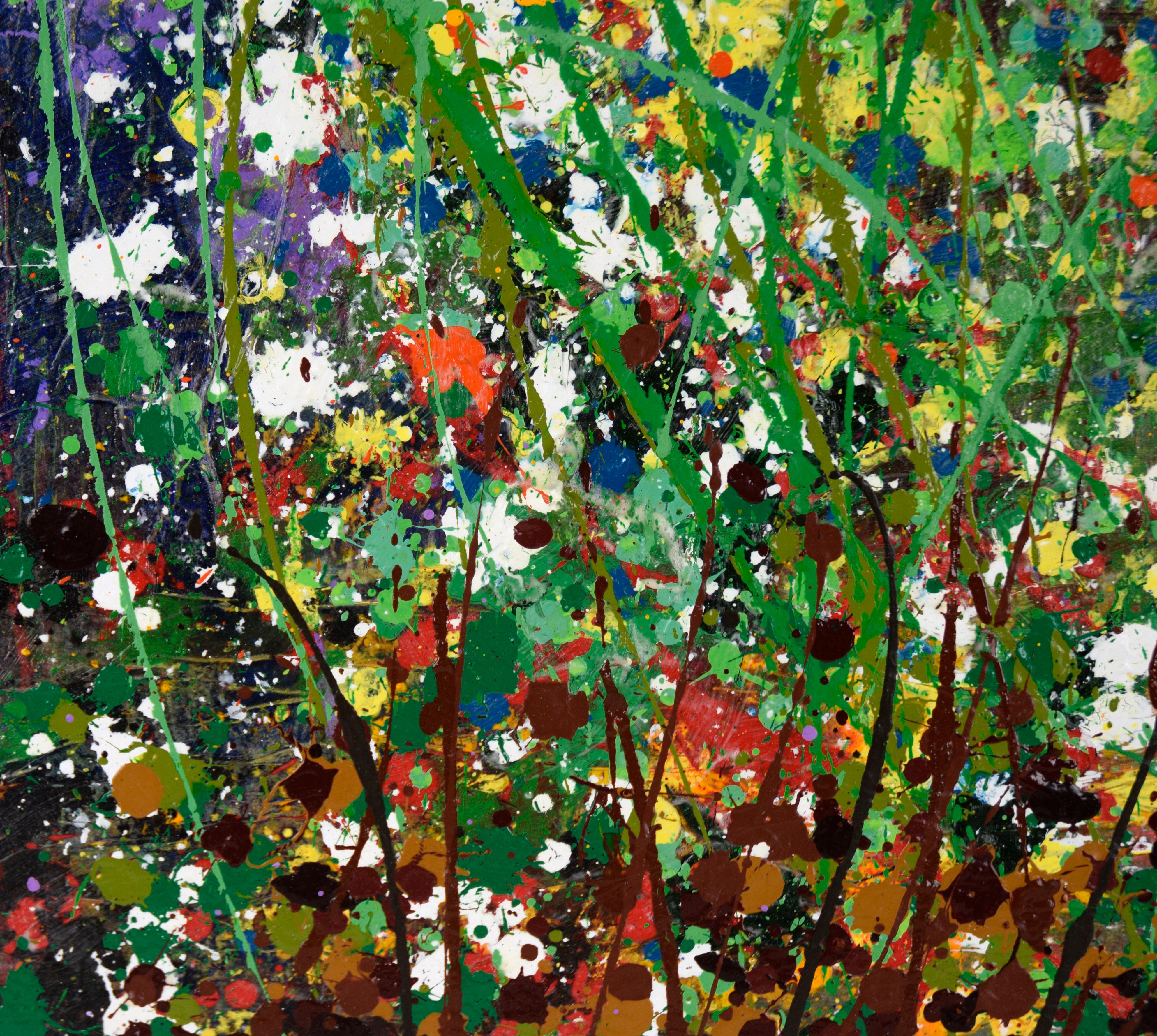 Confetti Garden - Expressionist Composition in Acrylic on Canvas For Sale 2