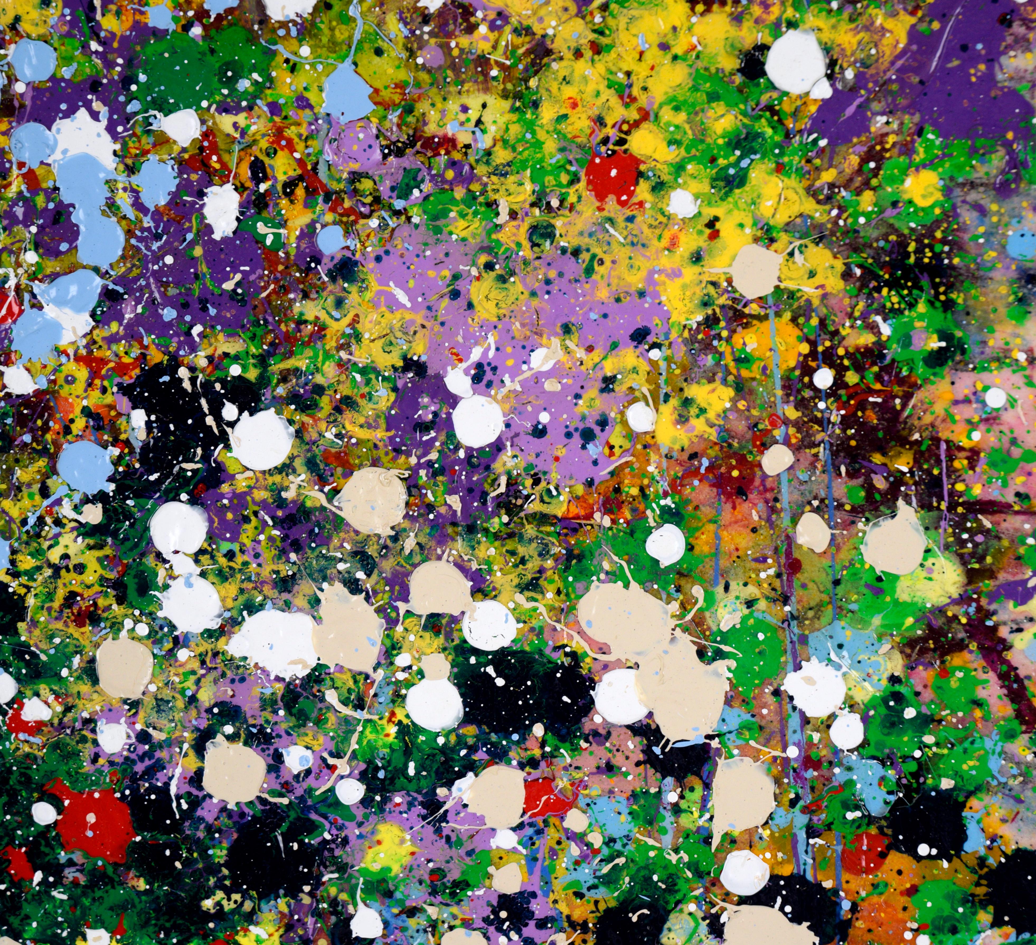 Confetti I - Abstrakte expressionistische Komposition in Acryl auf Leinwand (Grau), Abstract Painting, von Charles David Francis