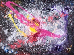 "Cosmic" Abstract Galactic Composition in Acrylic on Canvas