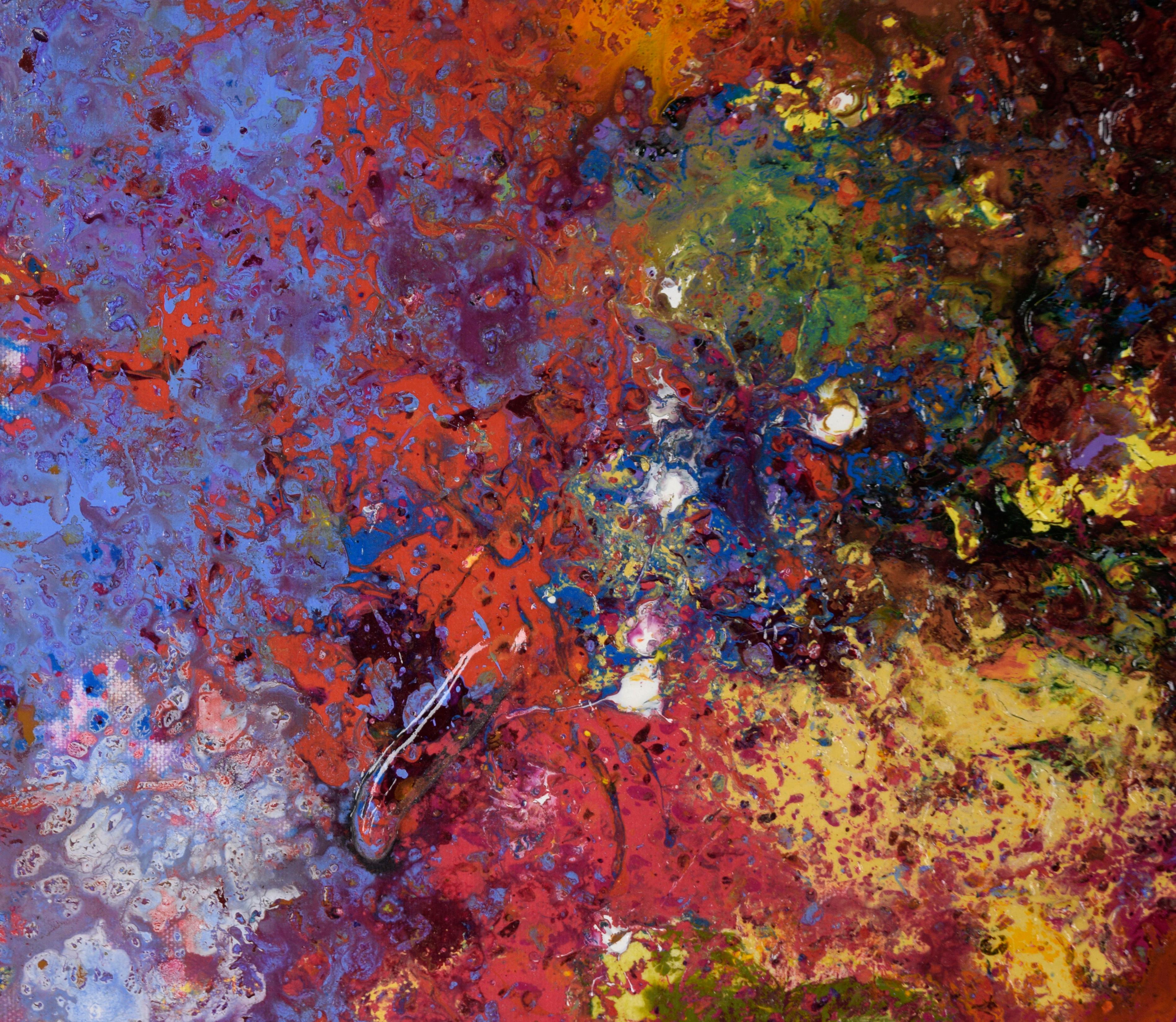Creazione cosmica - Composizione espressionista astratta in acrilico su tela - Abstract Painting Marrone di Charles David Francis
