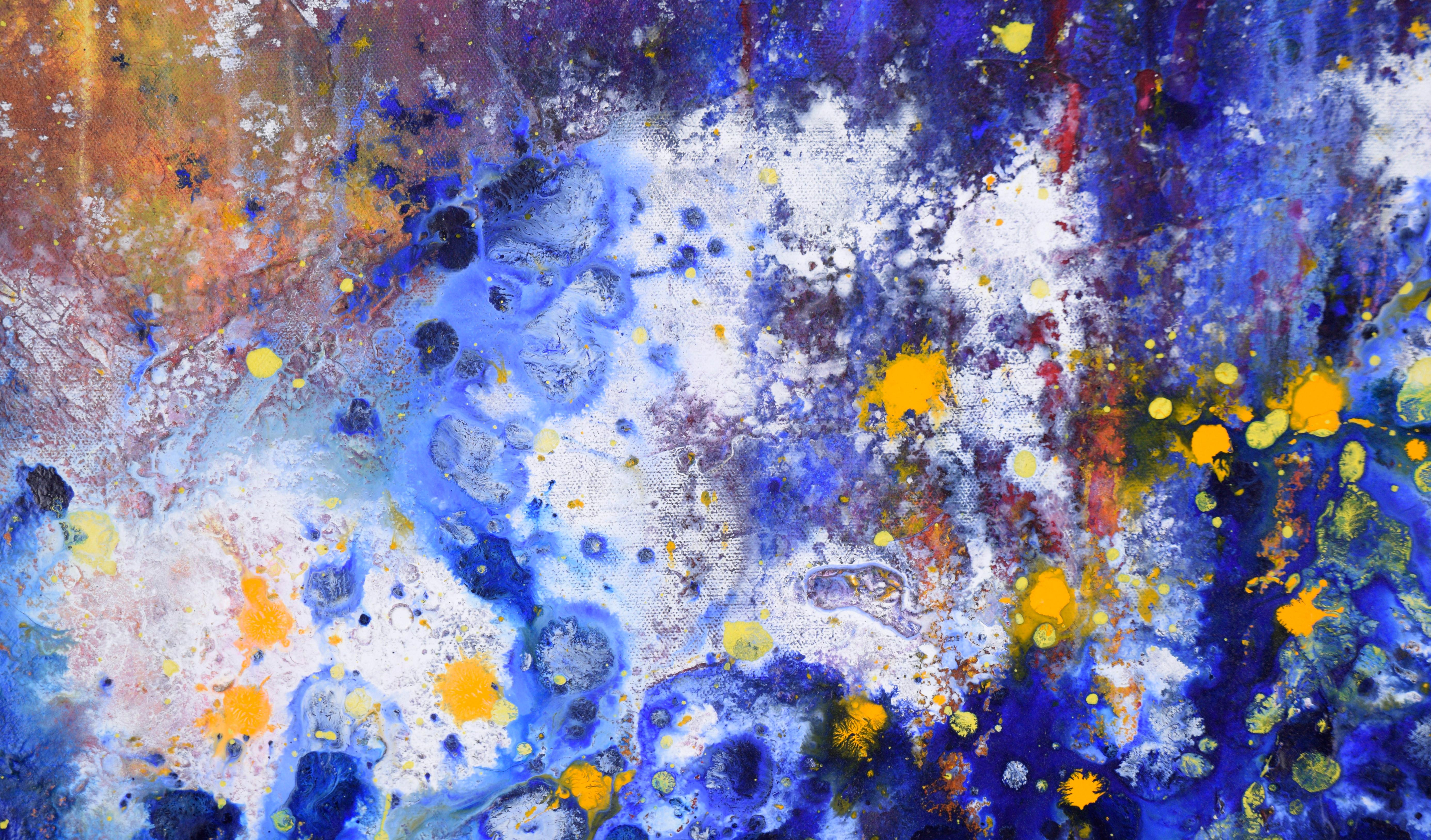 Cosmic Splash - Abstrakte expressionistische Komposition in Acryl auf Leinwand (Violett), Landscape Painting, von Charles David Francis
