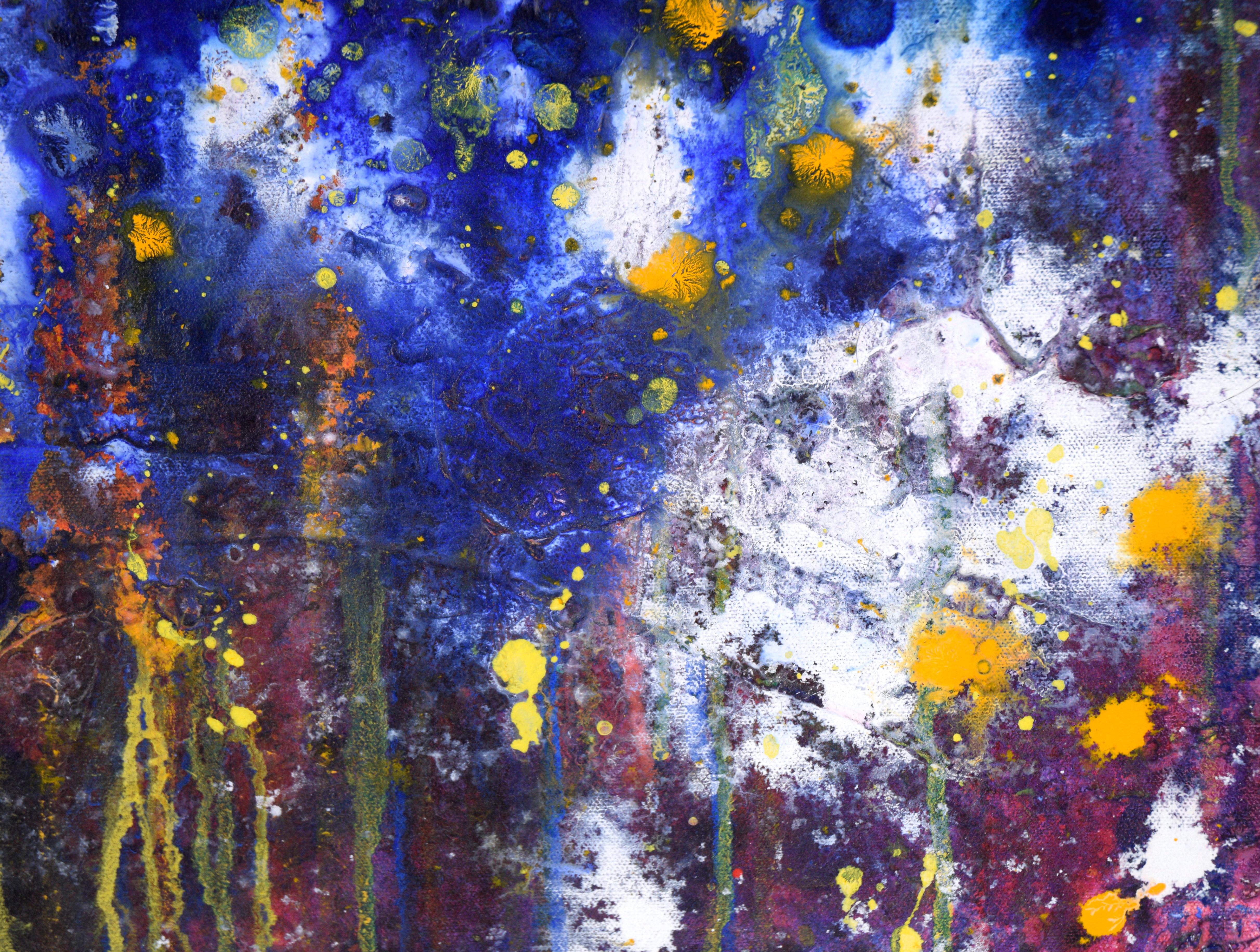 Cosmic Splash - Abstrakte expressionistische Komposition in Acryl auf Leinwand im Angebot 1