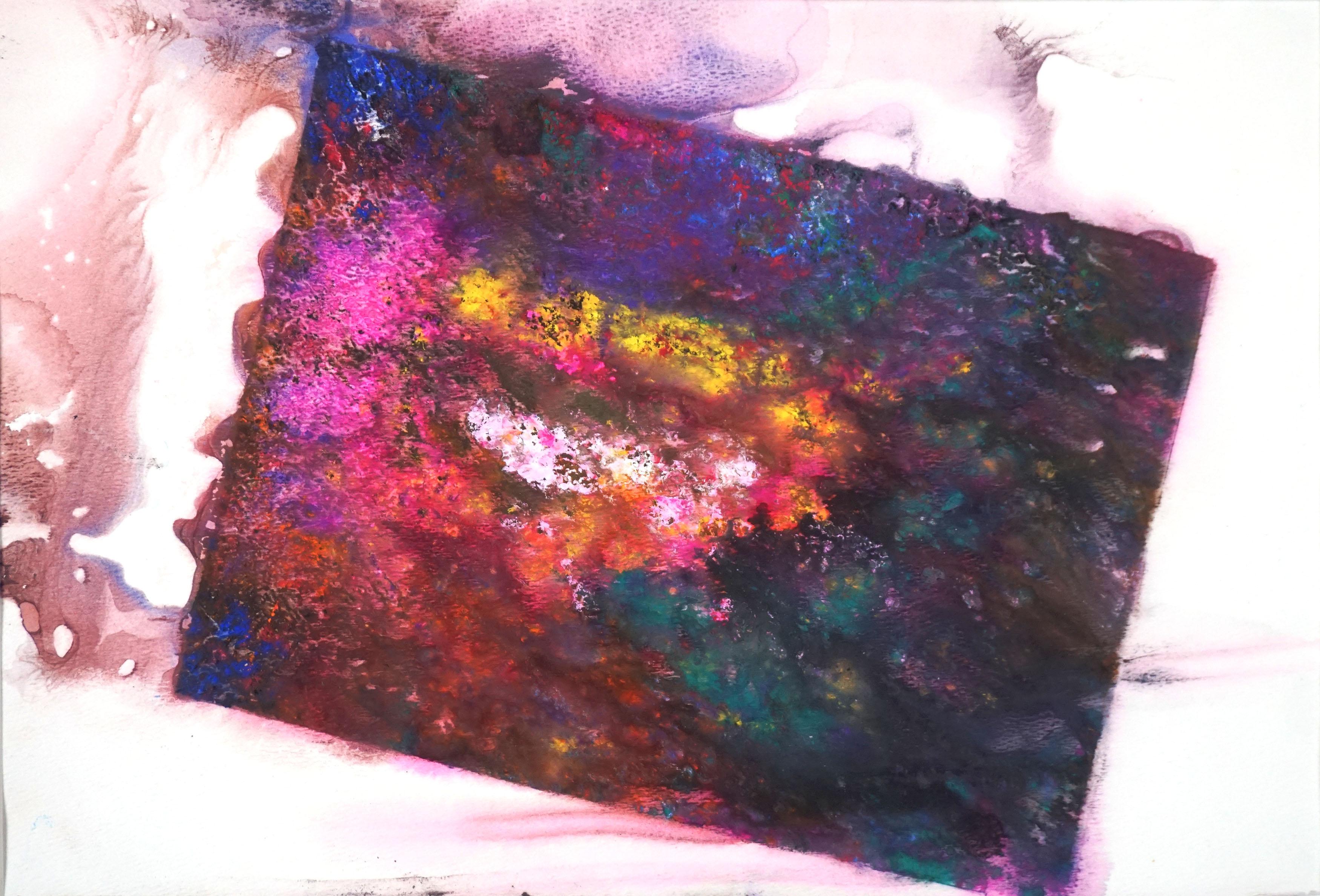 Cosmos and Tree Original Abstracted Composition - American Modern Painting by Charles David Francis