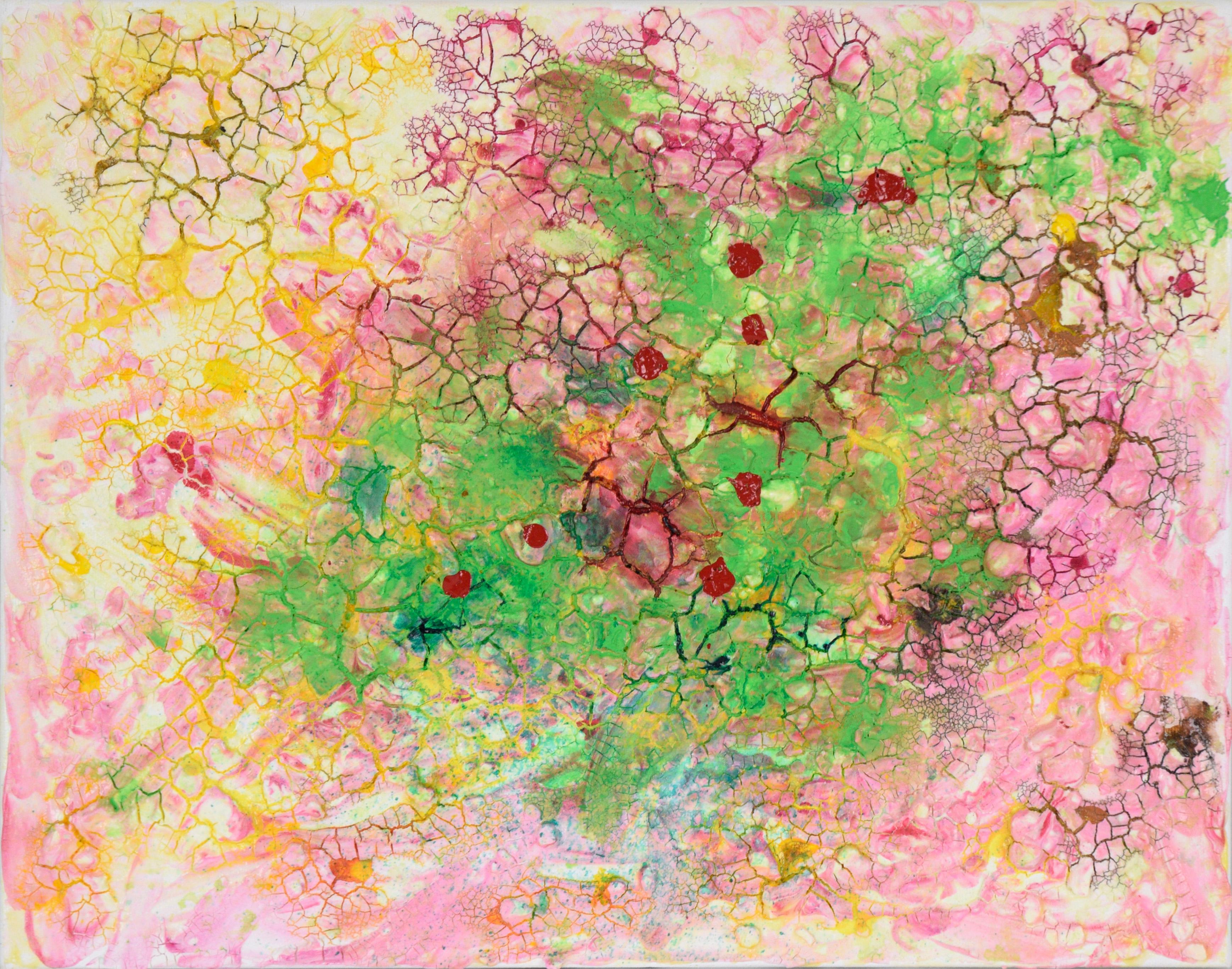 Charles David Francis Abstract Painting - Cotton Candy Crackle - Abstract Expressionist Composition in Acrylic on Canvas