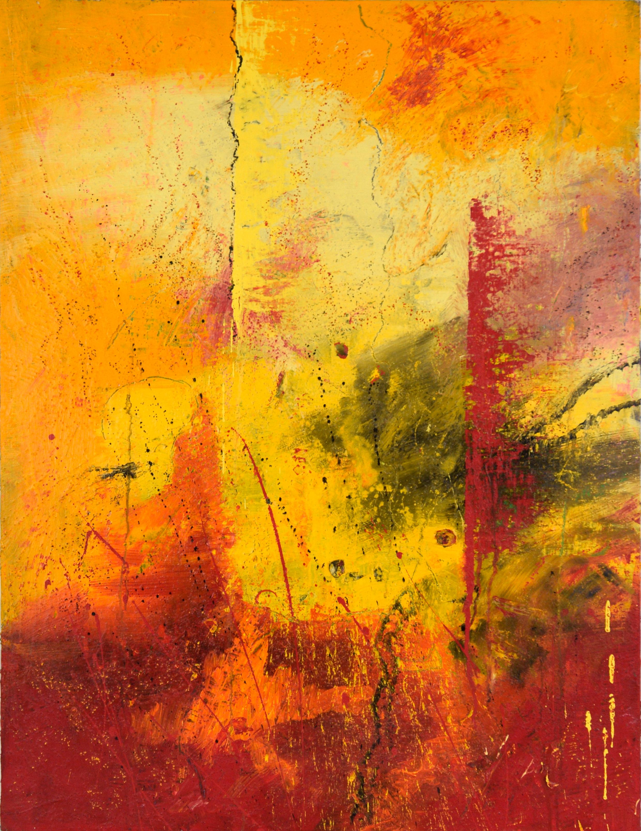 Charles David Francis Abstract Painting - "Desert Fire" - Textured Expressionist Composition in Acrylic on Canvas