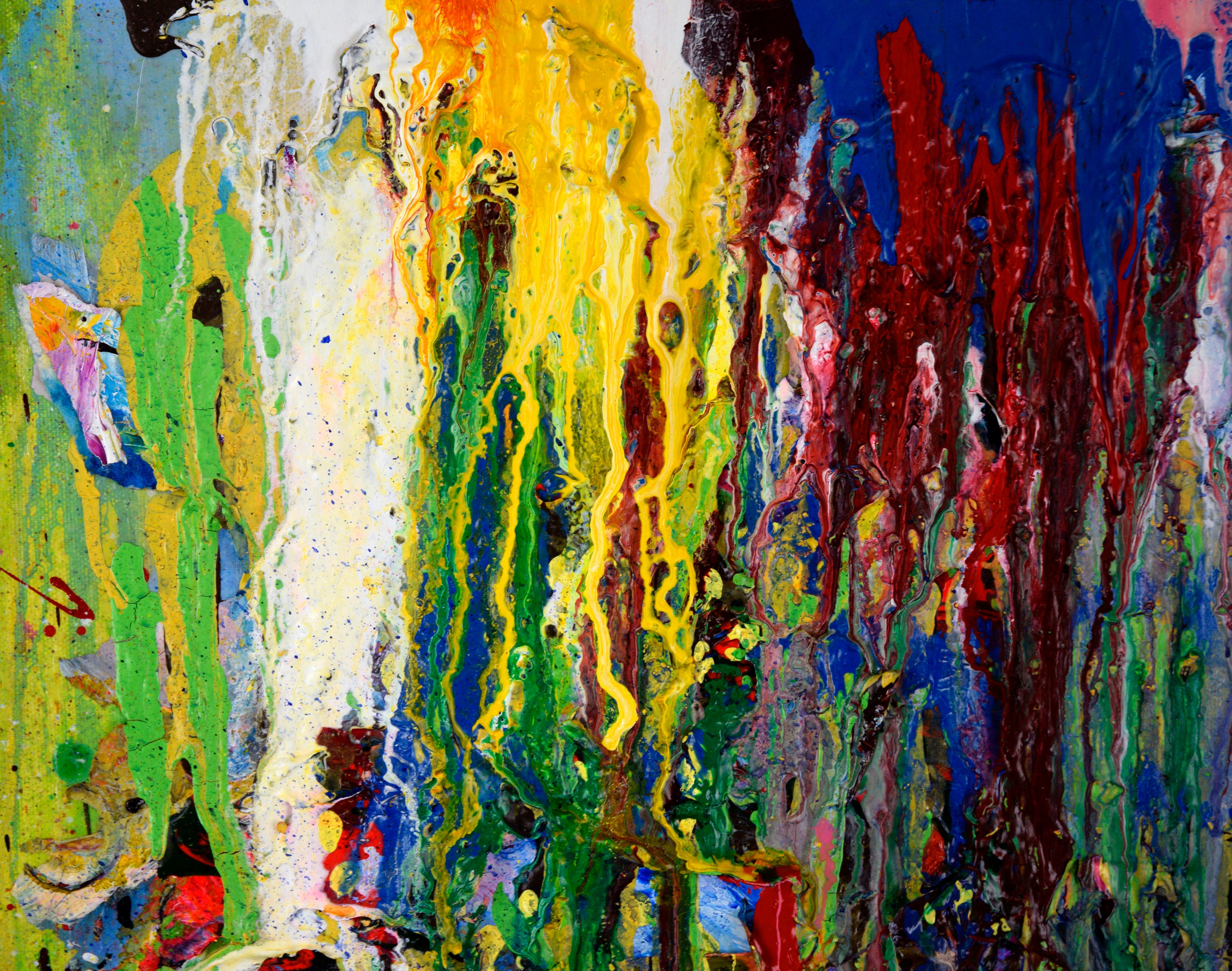Dripping Garden - Textured Expressionist Composition in Acrylic on Canvas - Painting by Charles David Francis
