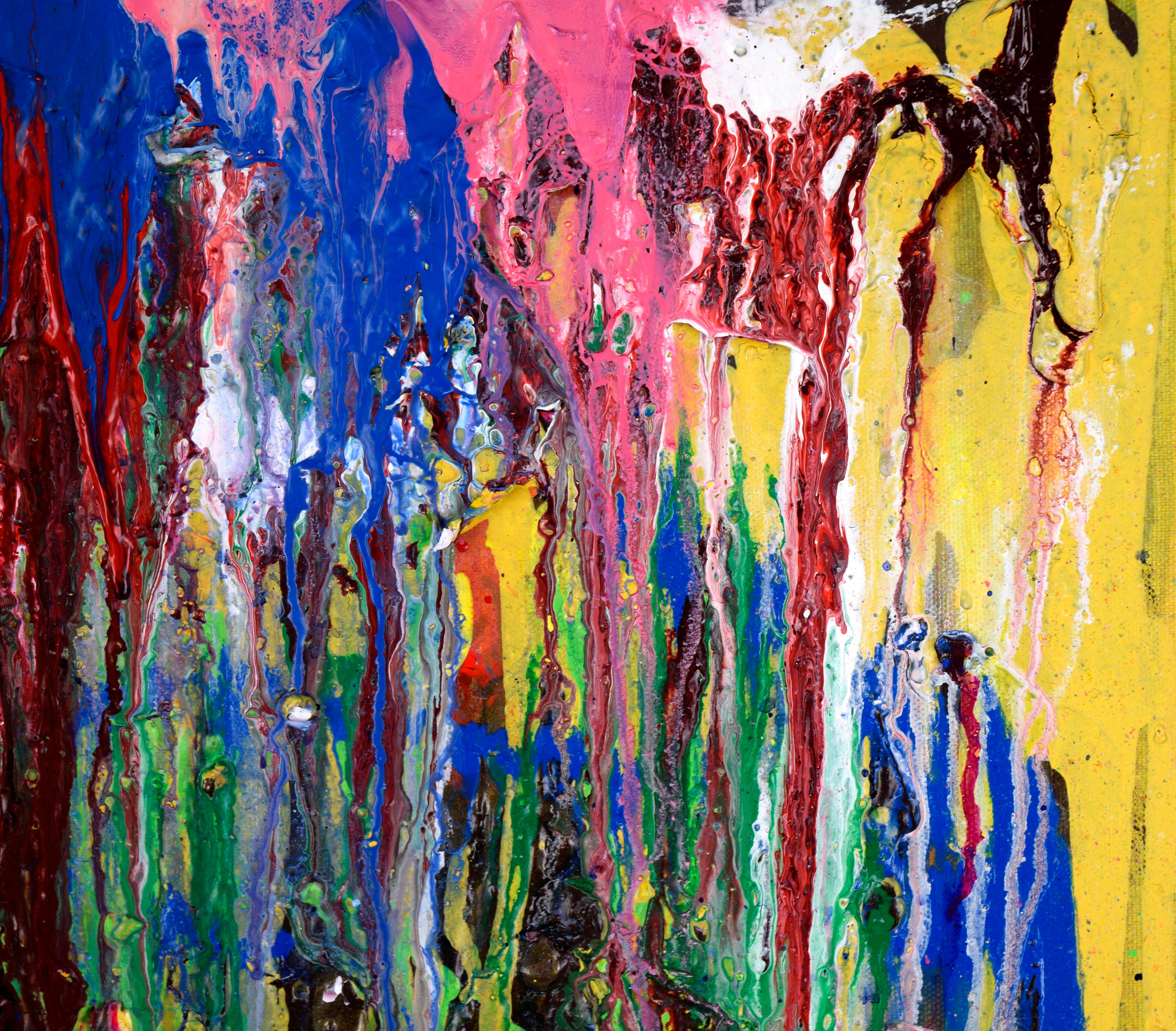 Dripping Garden - Textured Expressionist Composition in Acrylic on Canvas - Abstract Expressionist Painting by Charles David Francis