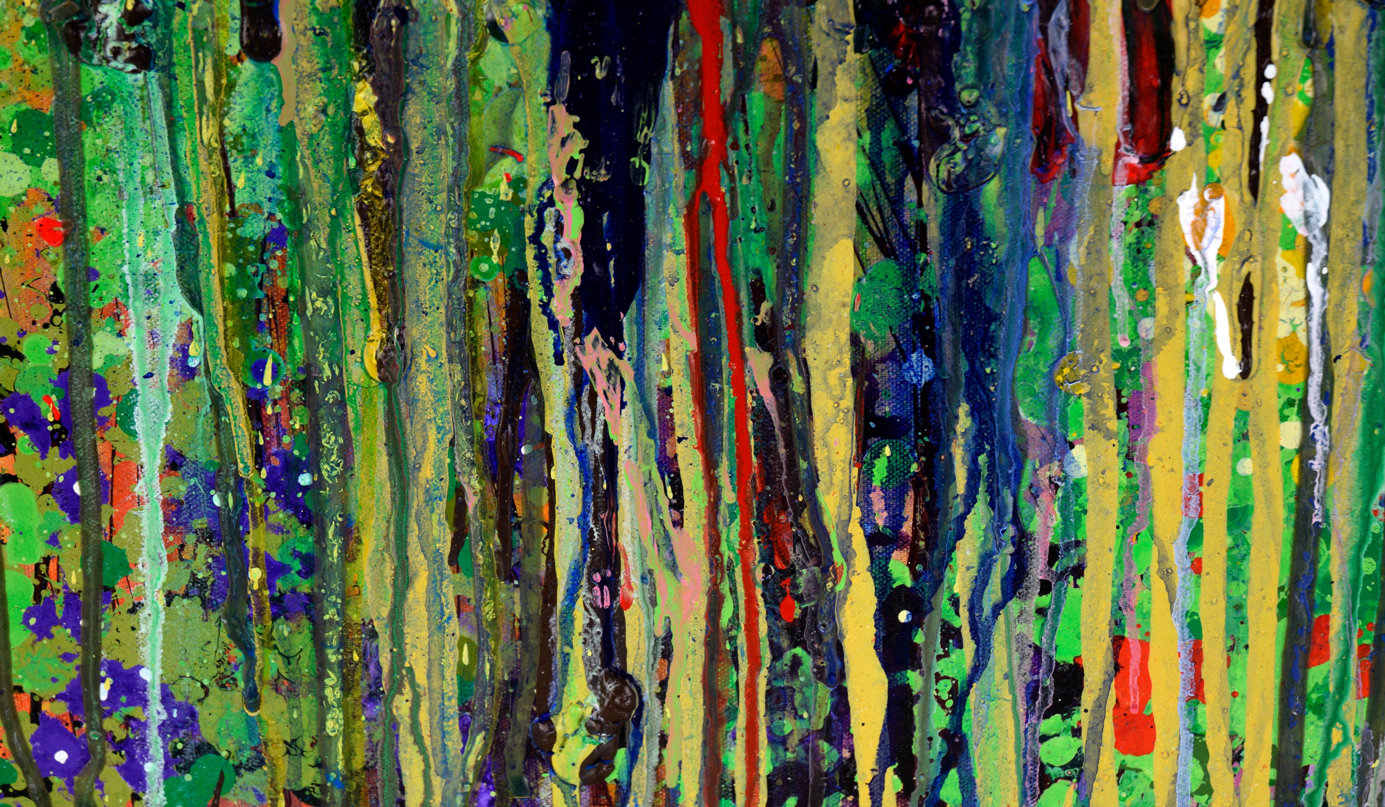 Dripping Garden - Textured Expressionist Composition in Acrylic on Canvas For Sale 2