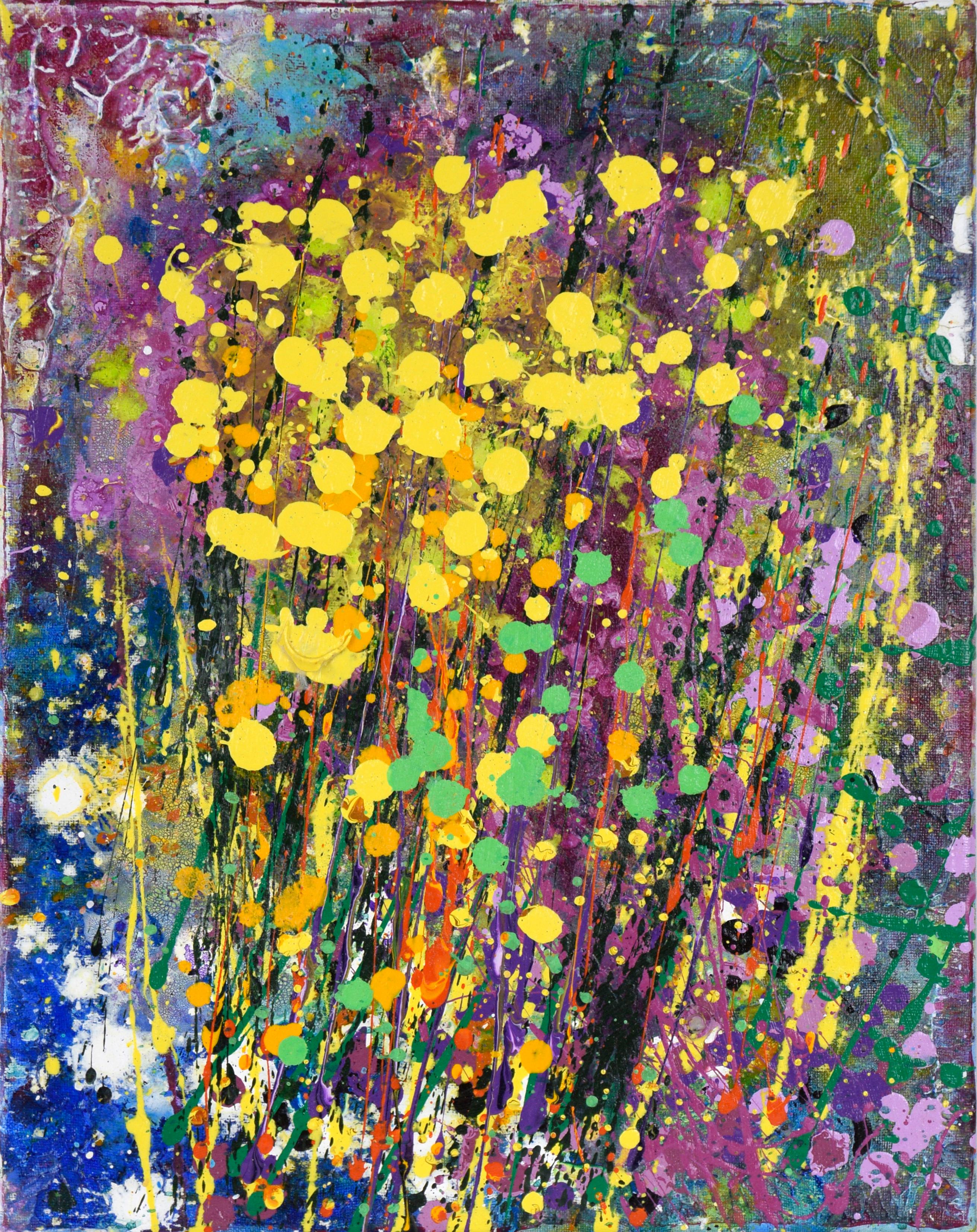 Electric Bloom - Gestural Abstraction in Pastel Colors, Acrylic on Canvas