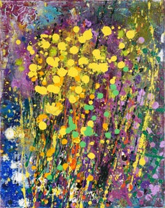 Electric Bloom - Gestural Abstraction in Pastel Colors, Acrylic on Canvas