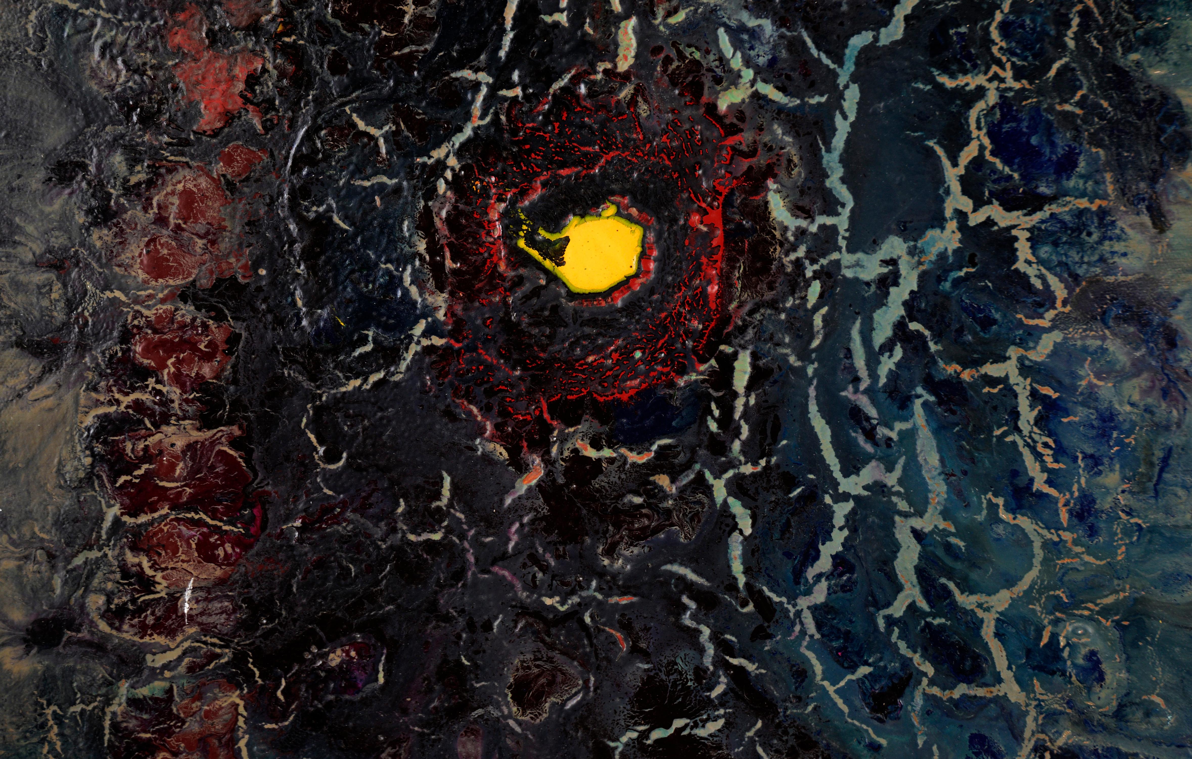 „End of a Long Journey“ – Abstrakte expressionistische Komposition – Acryl auf Leinwand (Schwarz), Abstract Painting, von Charles David Francis