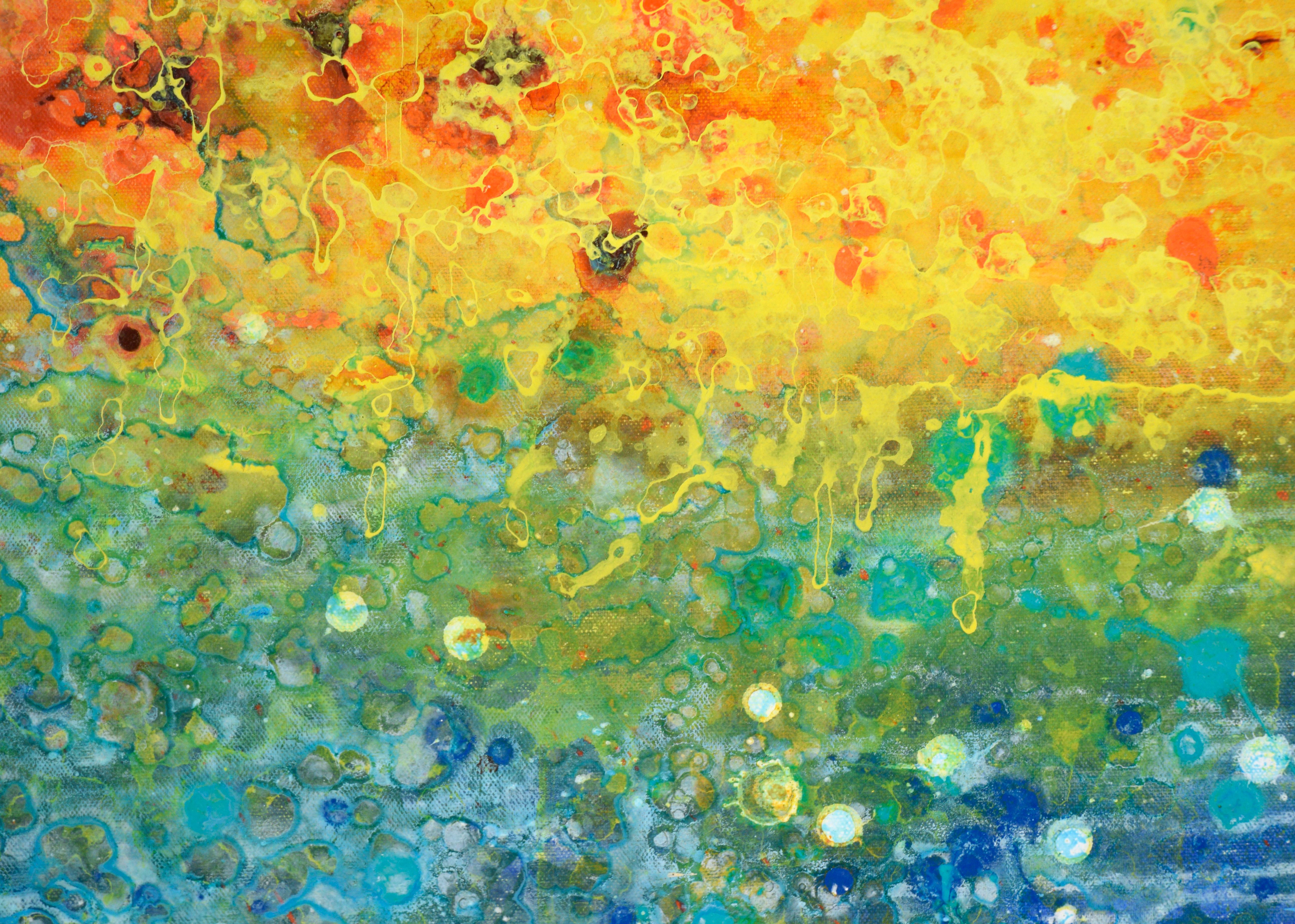 Fuego y Agua - Composición Expresionista Abstracta en Acrílico sobre Lienzo - Abstract Painting Marrón de Charles David Francis