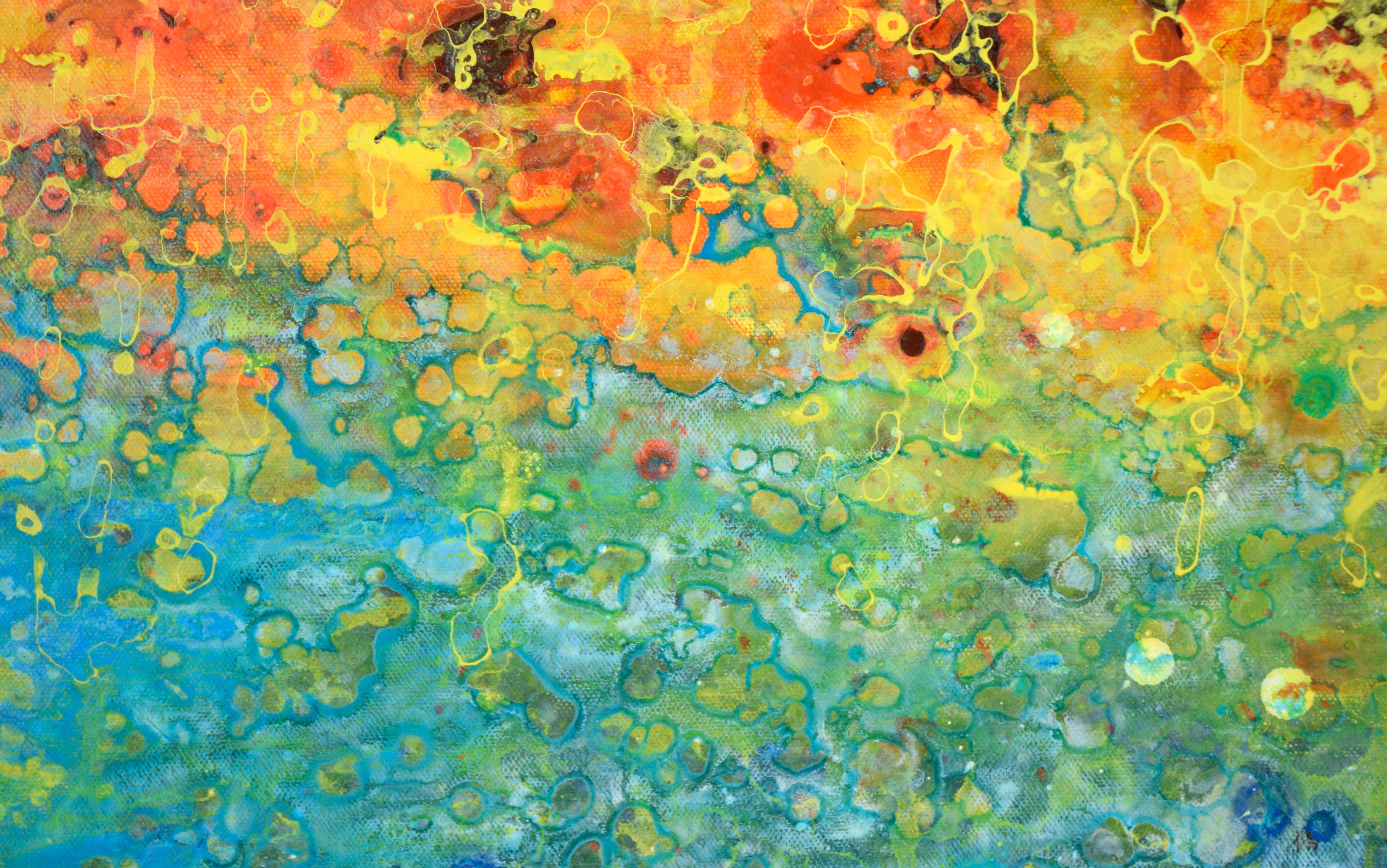 Fire and Water - Abstract Expressionist Composition in Acrylic on Canvas For Sale 2