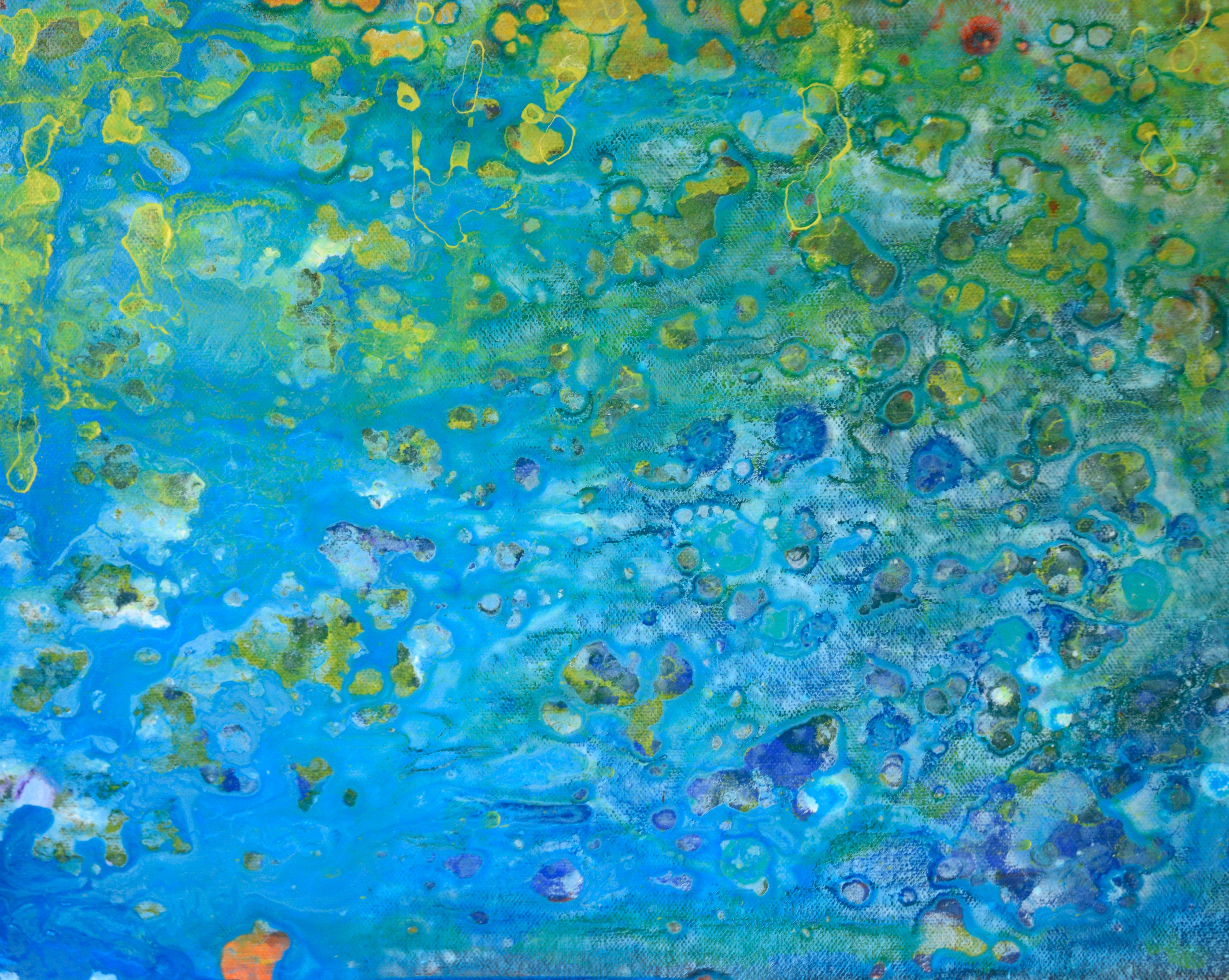 Fire and Water - Abstract Expressionist Composition in Acrylic on Canvas For Sale 3