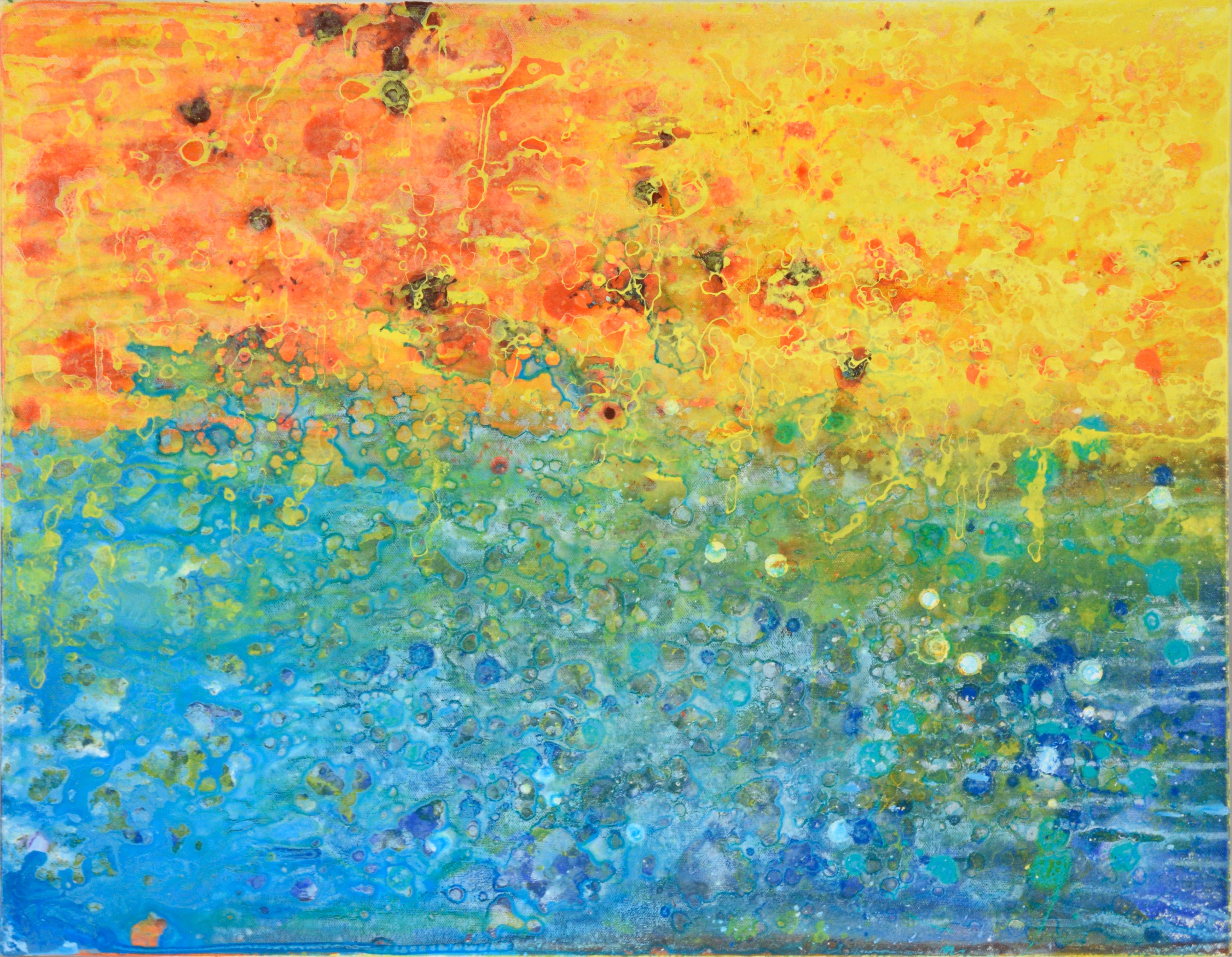 Charles David Francis Abstract Painting – Feuer und Wasser – Abstrakte expressionistische Komposition aus Acryl auf Leinwand