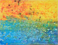 Fire and Water - Composition expressionniste abstraite en acrylique sur toile