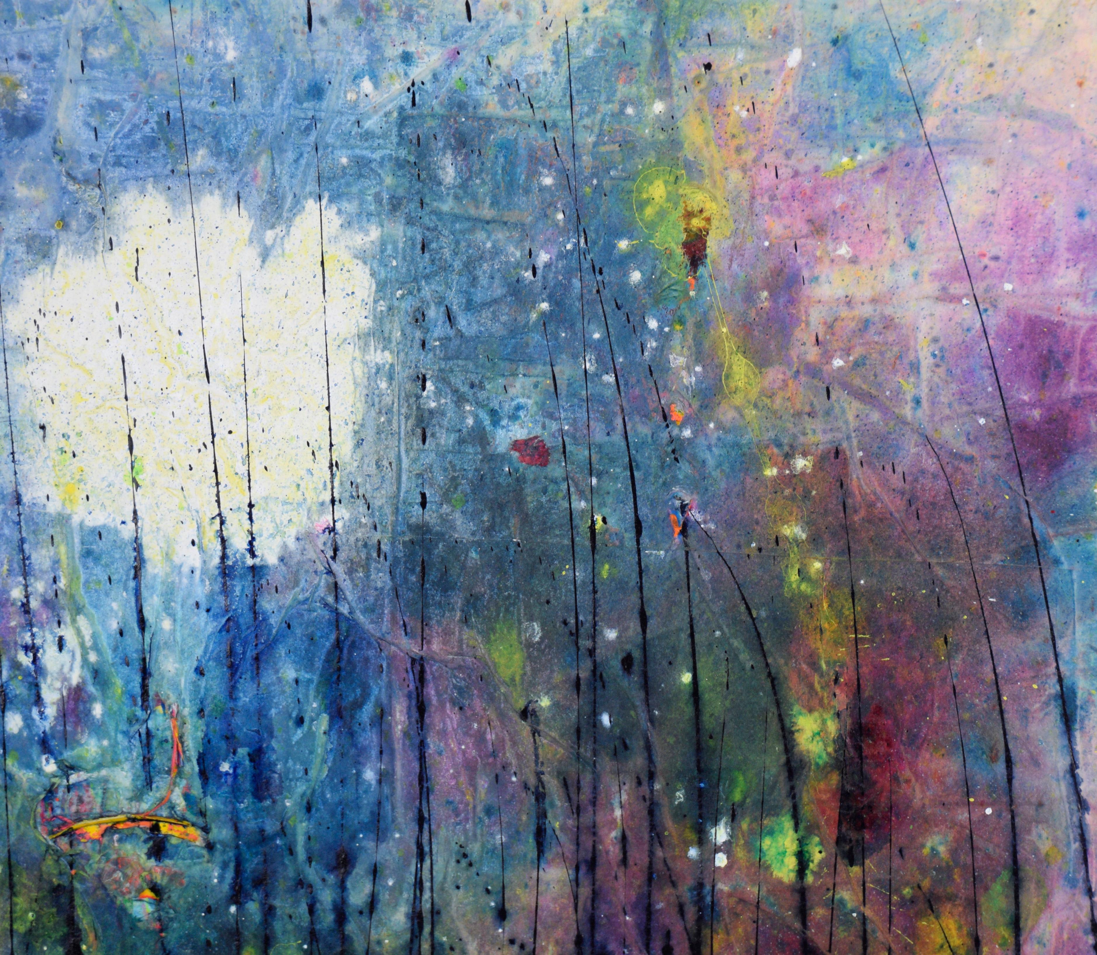 Le lucciole nella foresta - Paesaggio astratto in acrilico su tela - Painting Espressionismo astratto di Charles David Francis