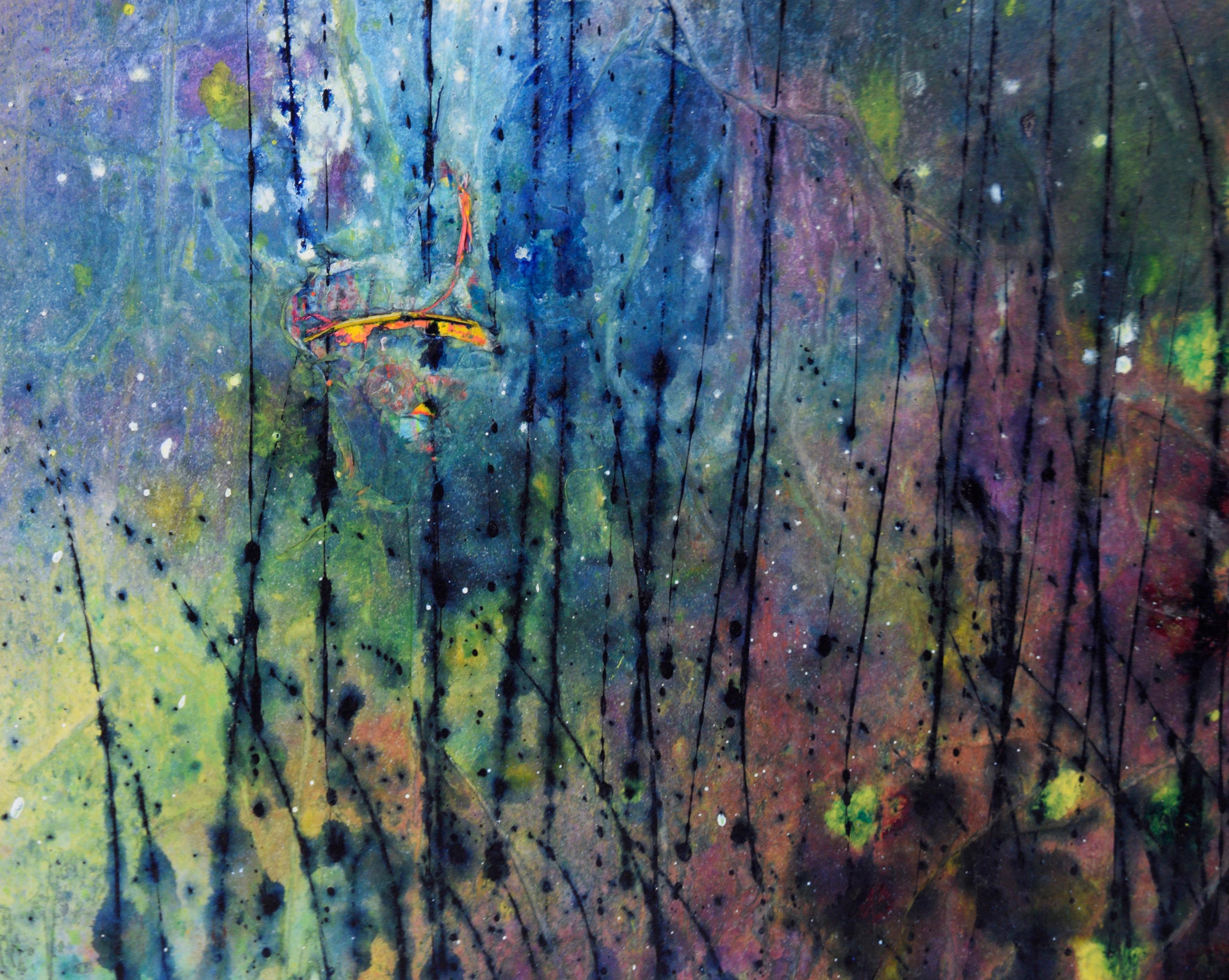 Le lucciole nella foresta - Paesaggio astratto in acrilico su tela

Vibrante composizione mistica dell'artista californiano Charles 