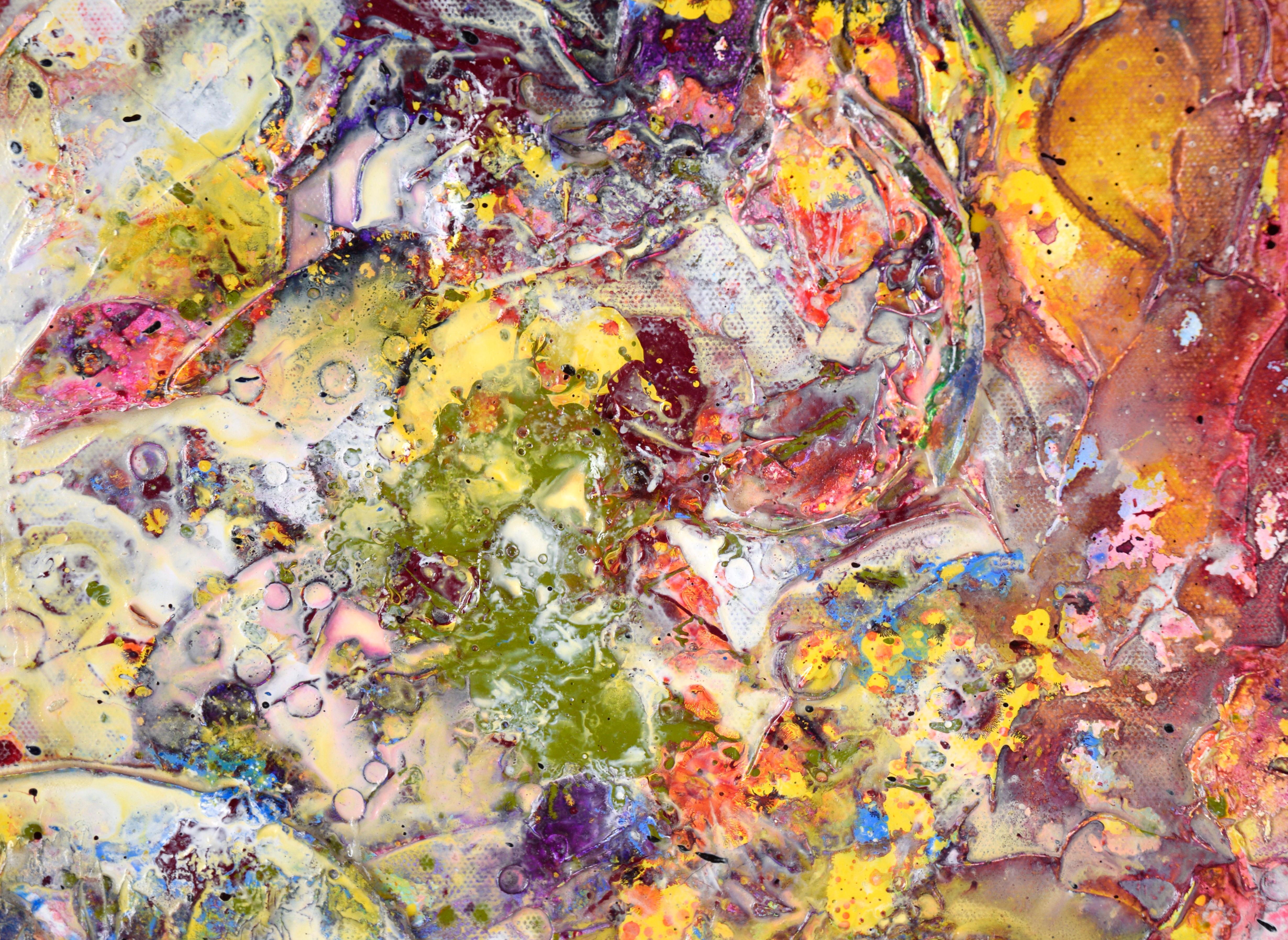 Schwebende Blasen – Abstrakte expressionistische Komposition aus Acryl auf Leinwand (Beige), Abstract Painting, von Charles David Francis
