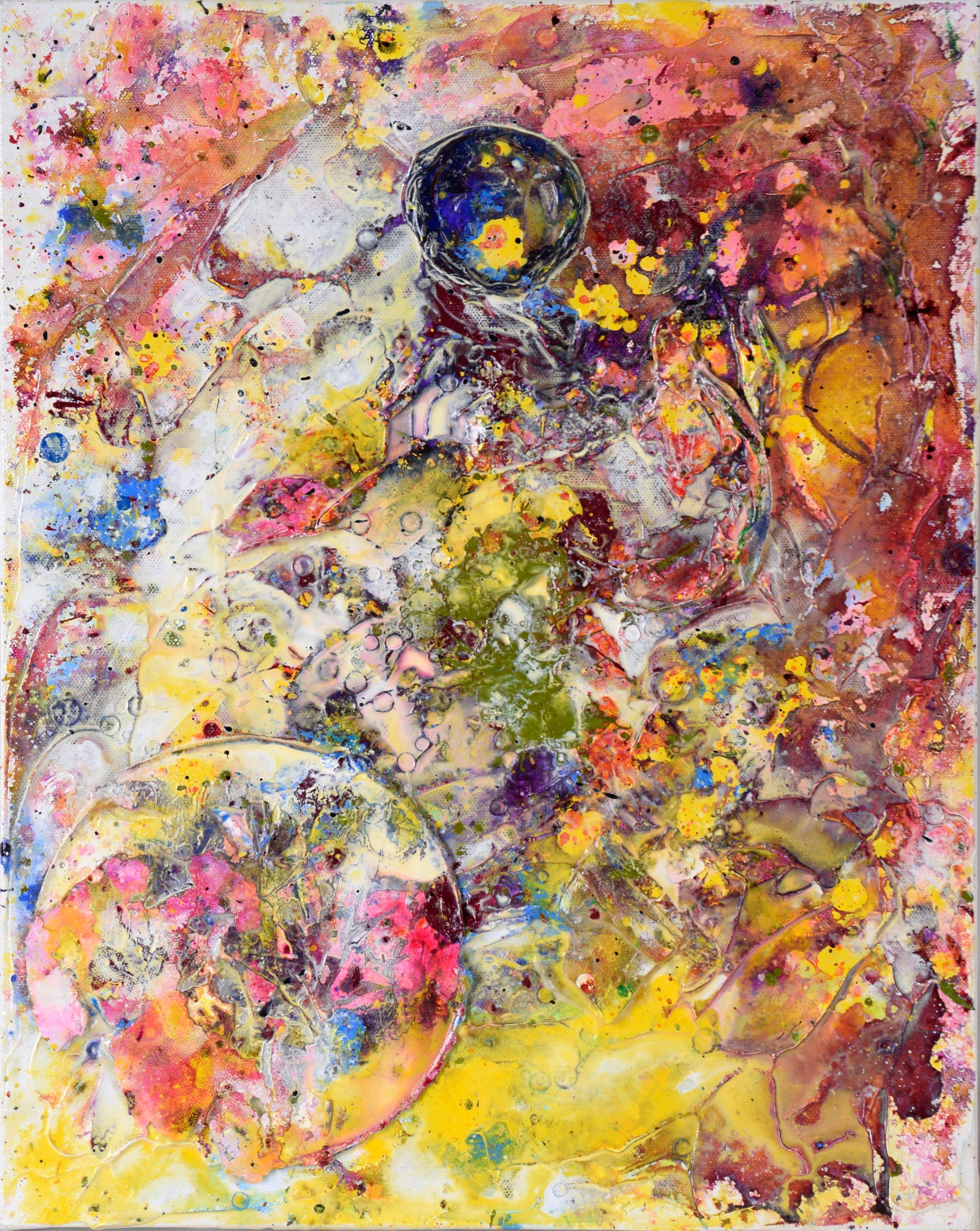 Schwebende Blasen – Abstrakte expressionistische Komposition aus Acryl auf Leinwand