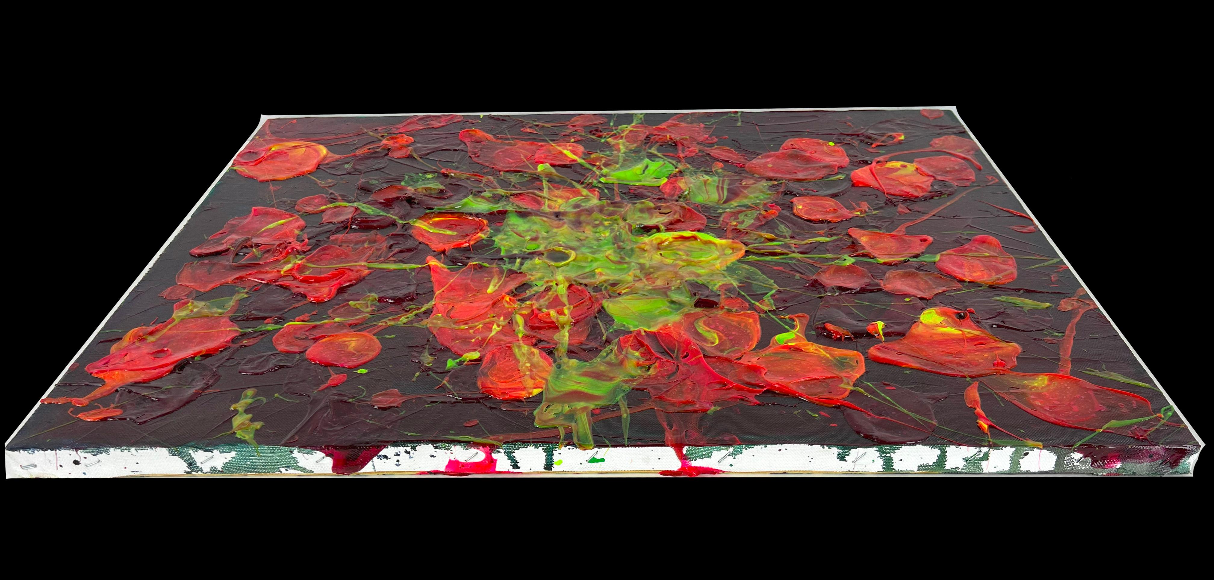 Natura morta astratta floreale California Golden Poppies Olio originale su tela in vendita 1