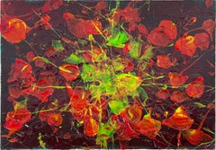 Natura morta astratta floreale California Golden Poppies Olio originale su tela