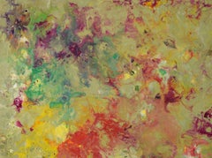 Composition expressionniste en cire et acrylique sur panneau de bois Flow