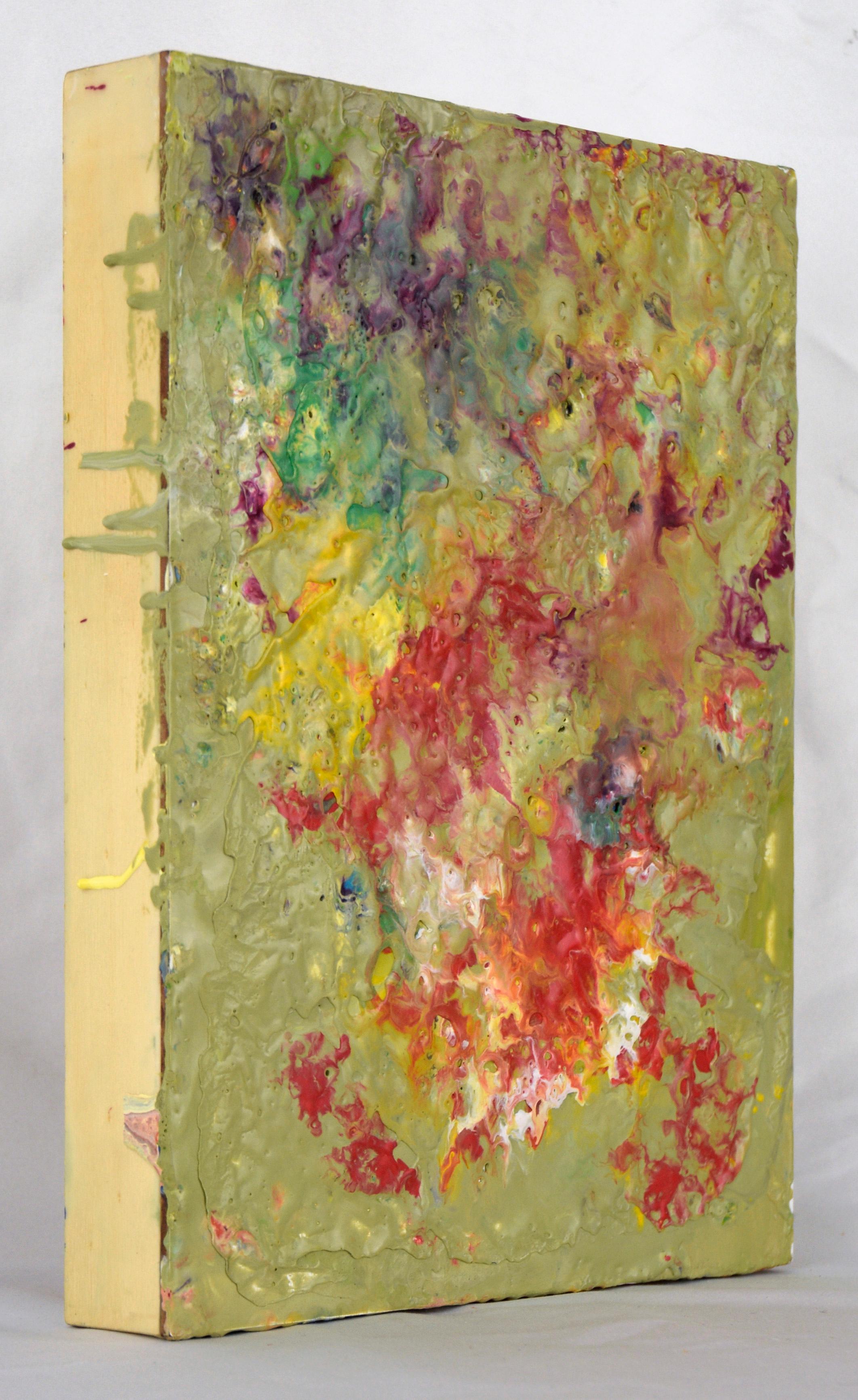 Flow - Expressionist Composition in Wax and Acrylic on Wood Panel For Sale 3