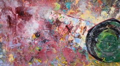 "Fundación" - Ensamblaje expresionista abstracto en acrílico sobre lienzo