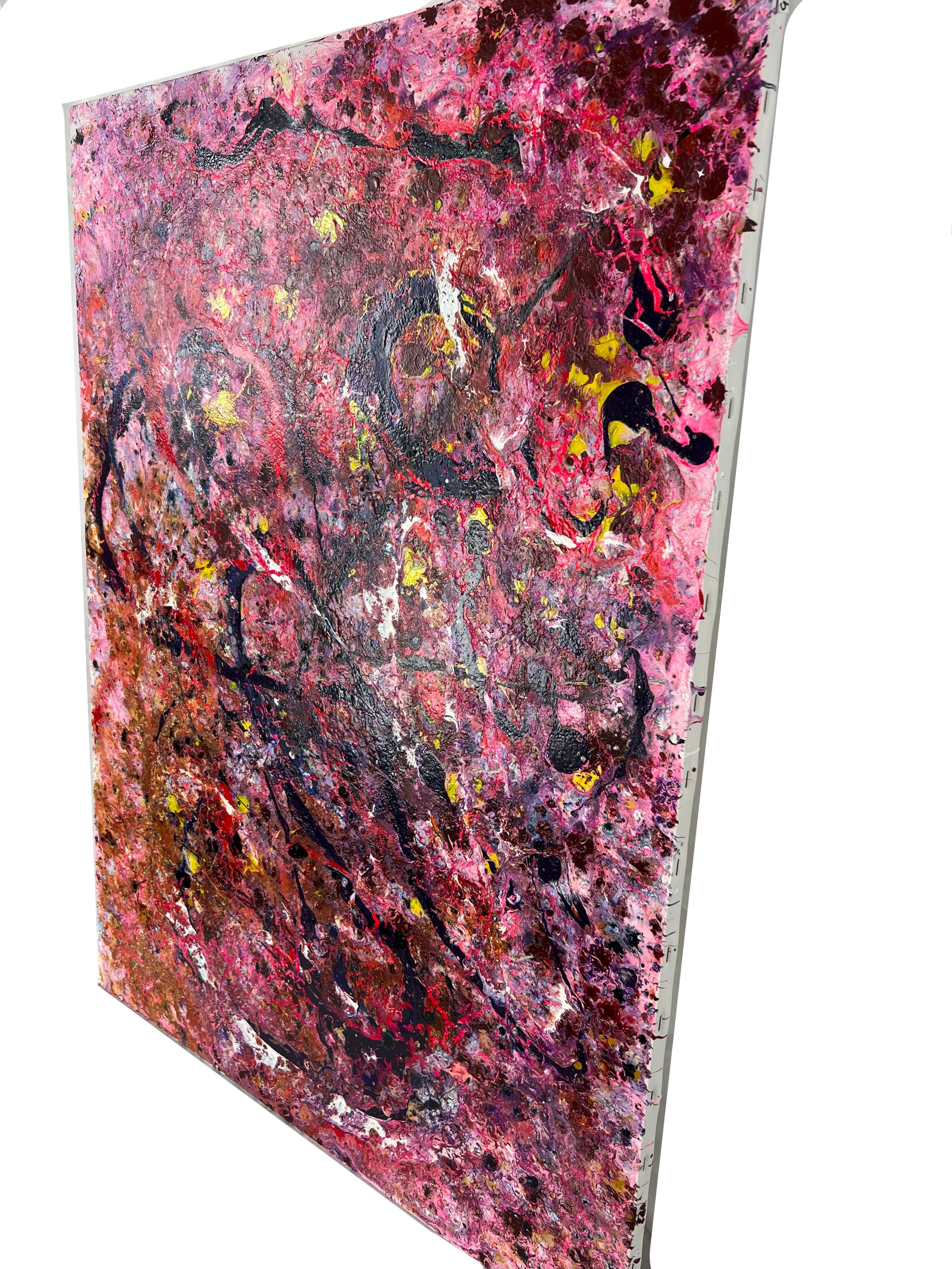 Galactic Expressions - Abstrakte expressionistische Komposition in Acryl auf Leinwand (Pink), Abstract Painting, von Charles David Francis