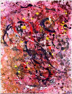 Vintage Galactic Expressions - Abstract Expressionist Composition in Acrylic on Canvas