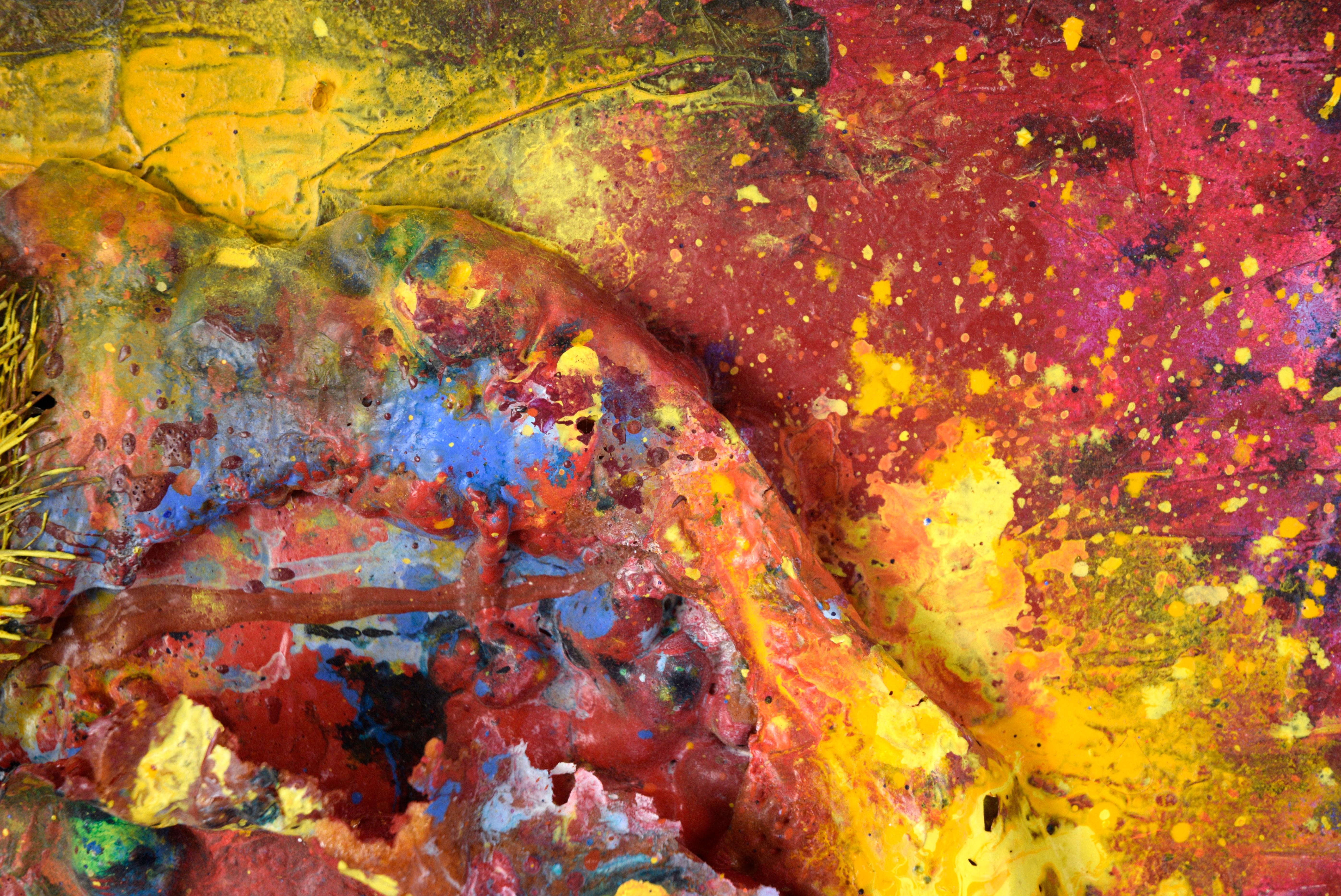 Galaxy Assemblage - Abstract Expressionist Composition in Acrylic on Canvas - Brown Abstract Painting by Charles David Francis