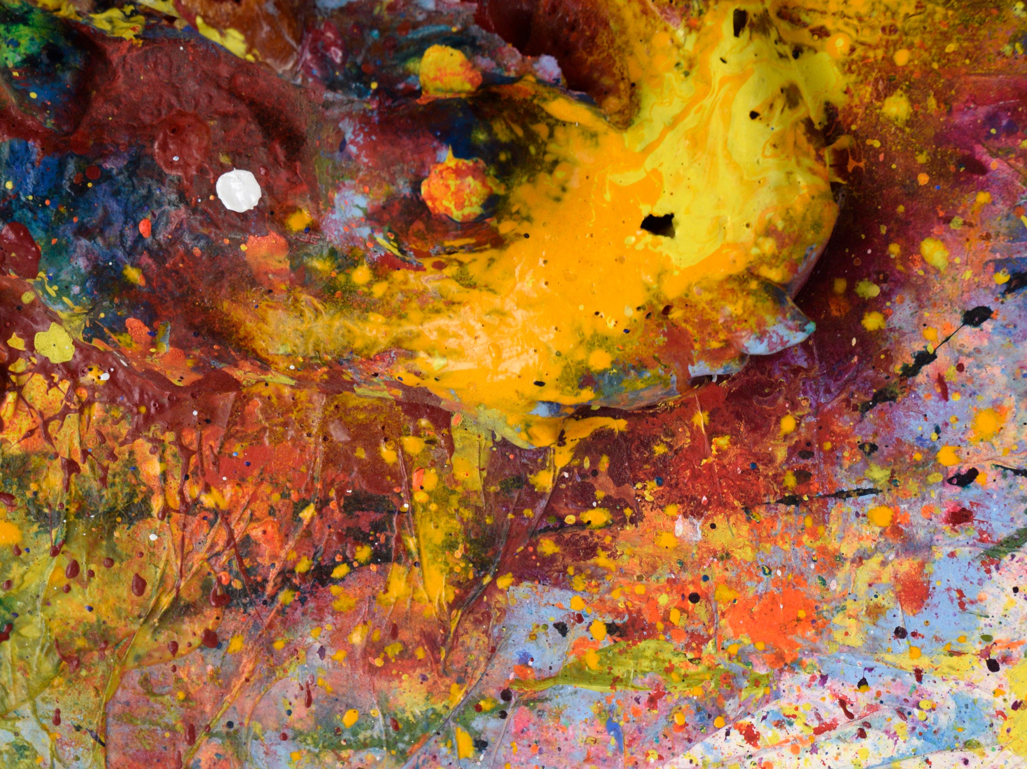 Galaxy Assemblage - Abstract Expressionist Composition in Acrylic on Canvas For Sale 2