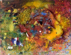 Vintage Galaxy Assemblage - Abstract Expressionist Composition in Acrylic on Canvas