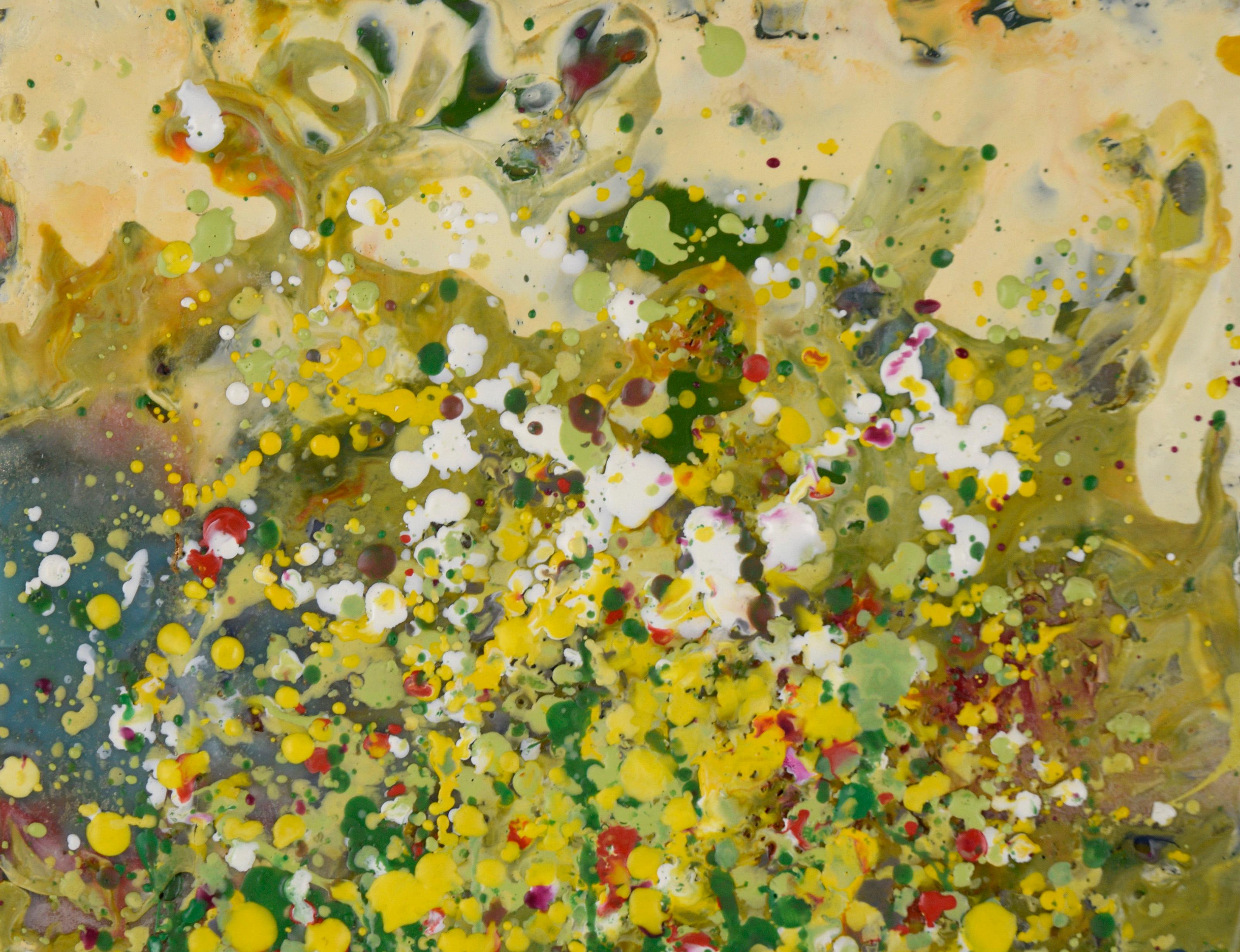Garten – Expressionistische Komposition aus Wachs und Acryl auf Holzplatte – Painting von Charles David Francis