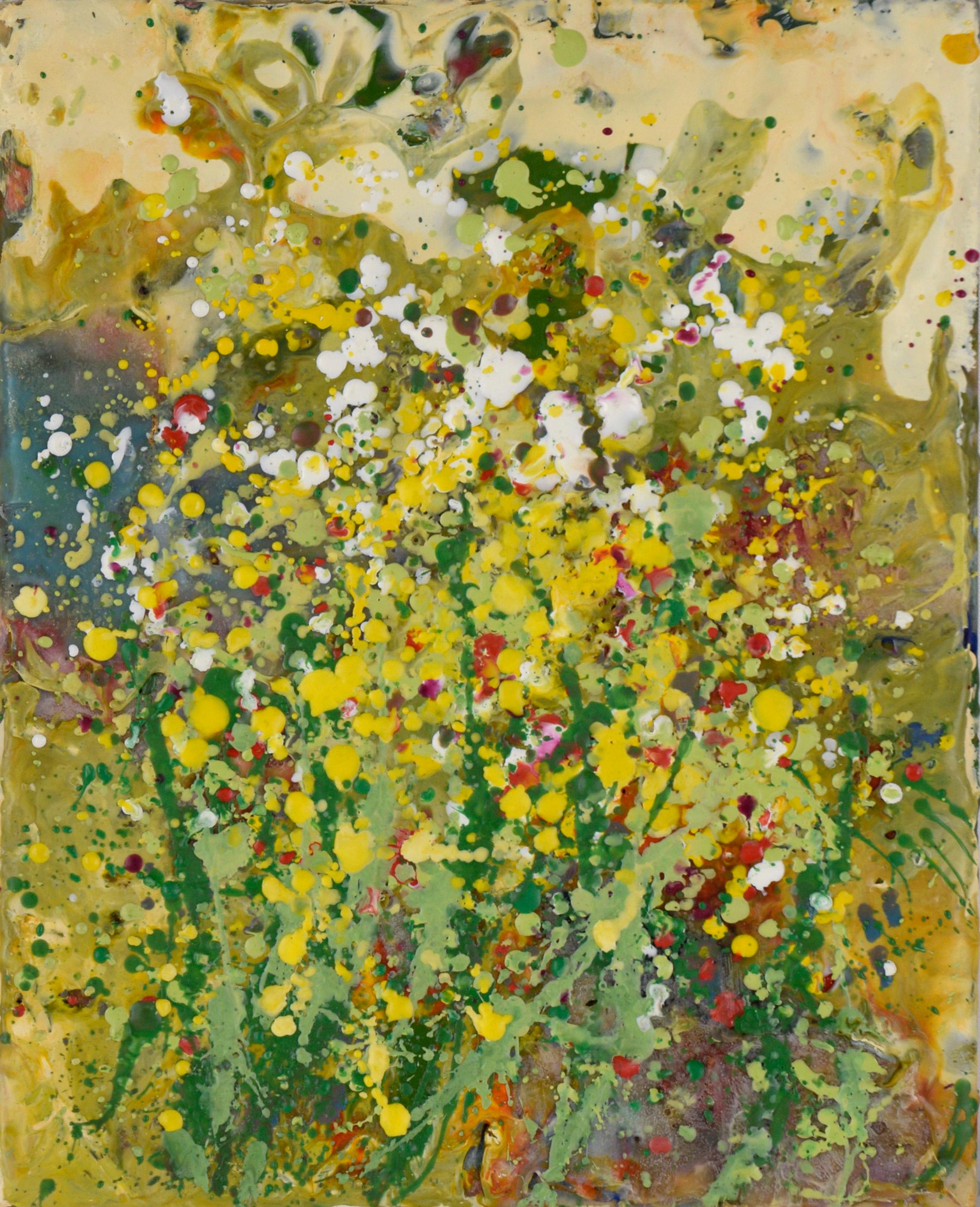 Garden - Expressionist Composition in Wax and Acrylic on Wood Panel