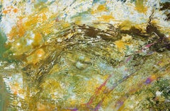 Green, Yellow, Red - Textured Expressionist Composition in Acrylic on Canvas