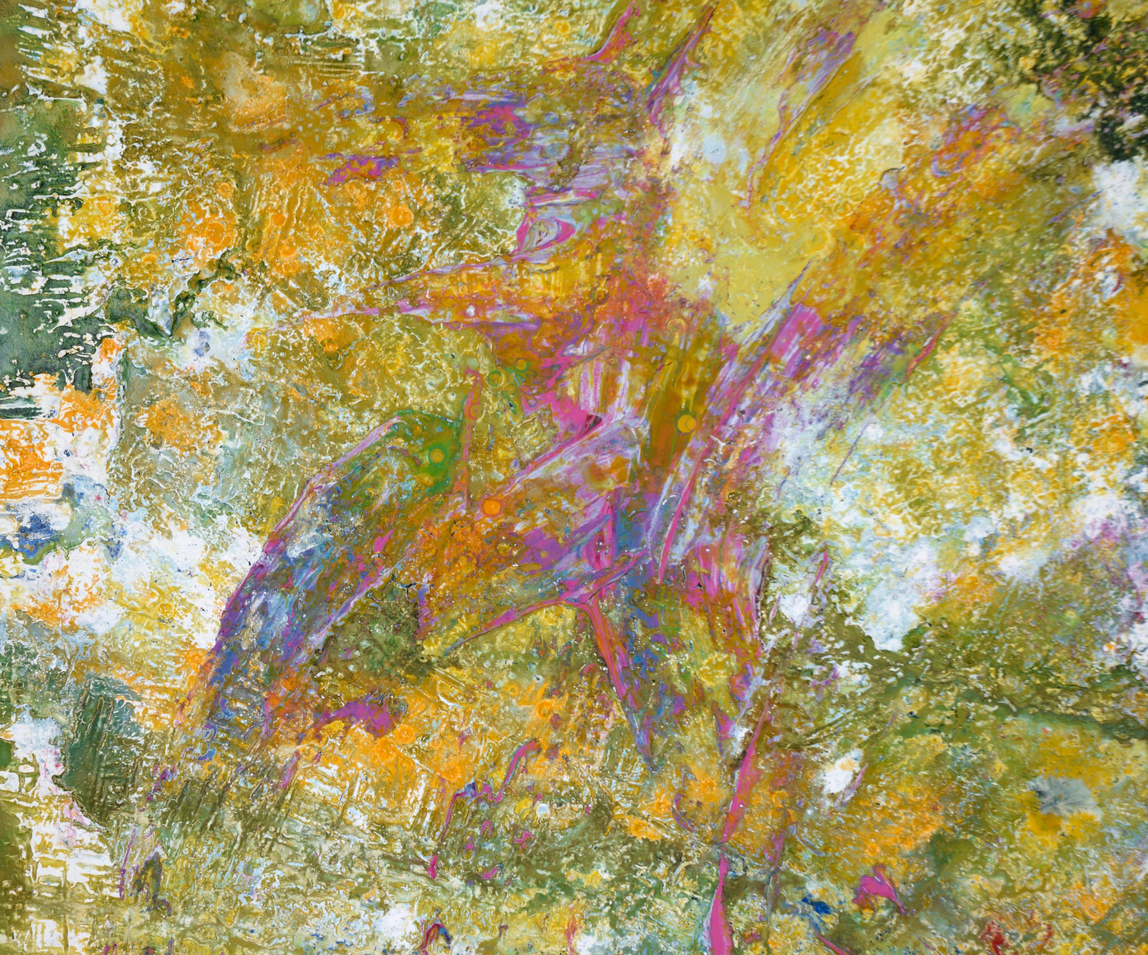 Verde, amarillo, rojo - Composición expresionista texturizada en acrílico sobre lienzo - Painting Expresionismo abstracto de Charles David Francis