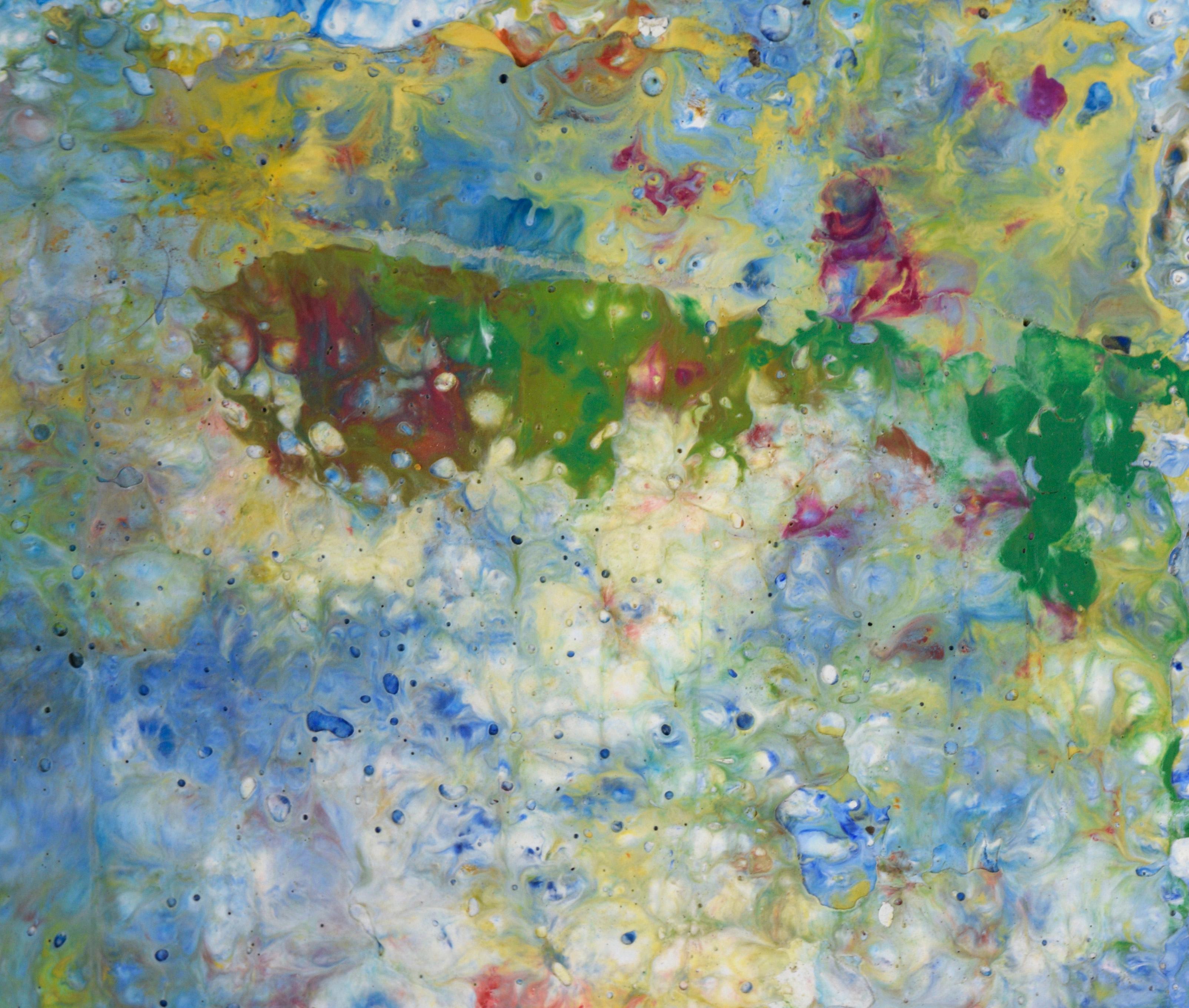 Nebula - Expressionist Composition in Wax and Acrylic on Wood Panel - Abstract Expressionist Painting by Charles David Francis