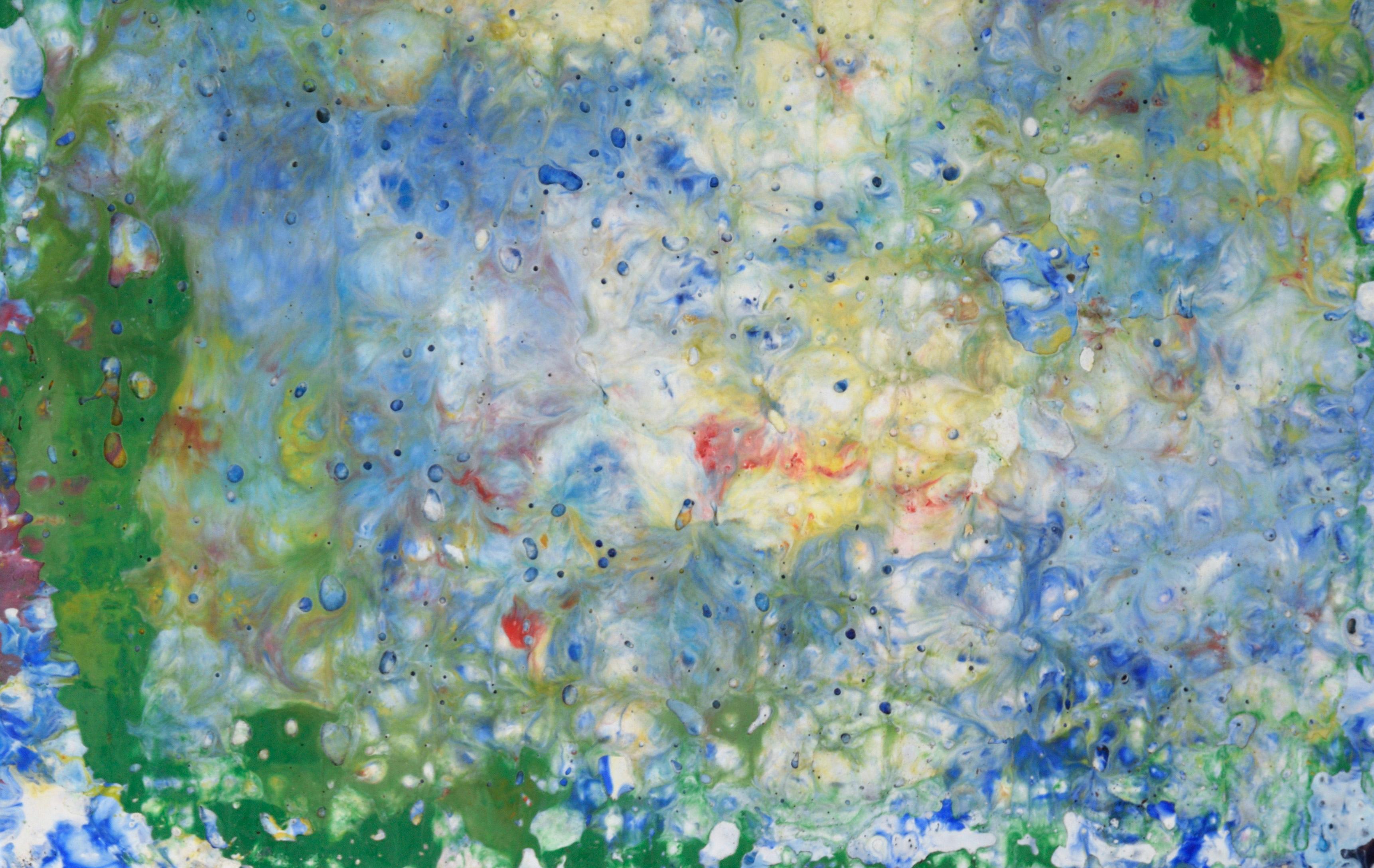 Nebula - Expressionist Composition in Wax and Acrylic on Wood Panel - Gray Abstract Painting by Charles David Francis