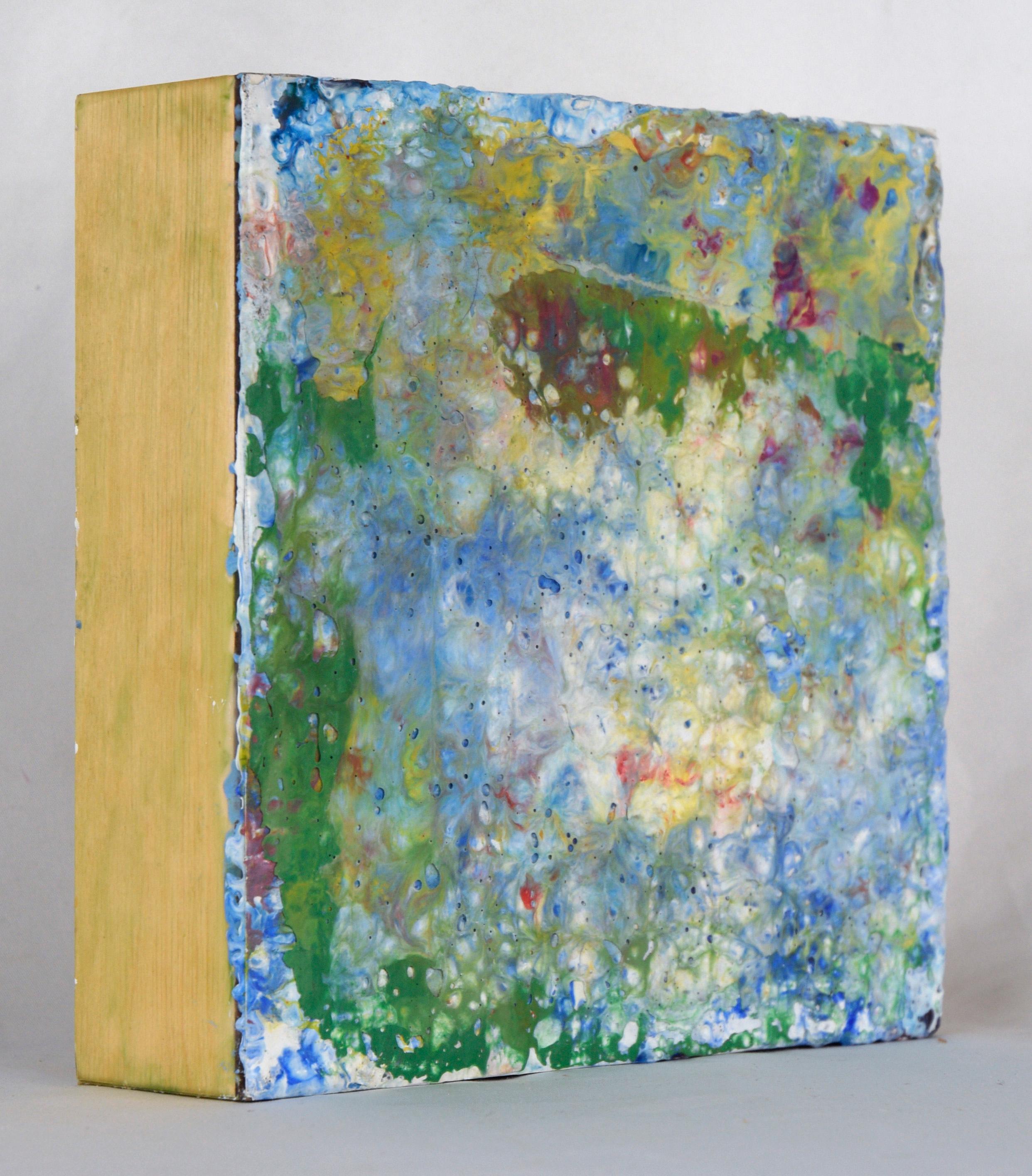 Nebula - Expressionist Composition in Wax and Acrylic on Wood Panel For Sale 3