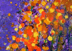 "Newport Fall Garden" Expressionist Composition in Acrylic on Canvas, Signed