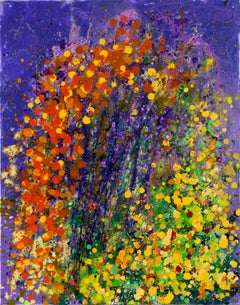 "Newport Fall Garden" Expressionist Composition in Acrylic on Canvas, Signed