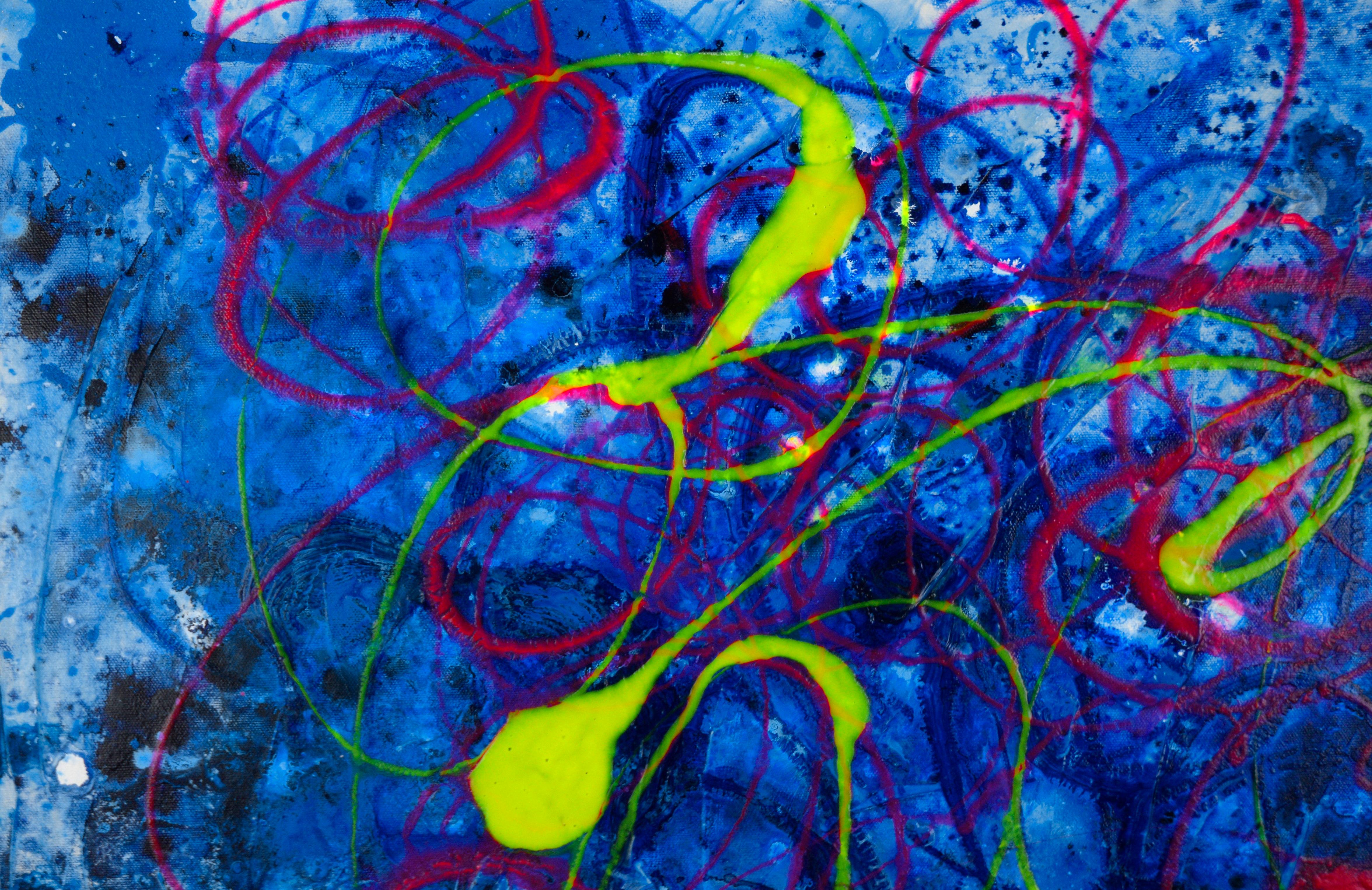 Ocean Lights - Expressionist Composition in Acrylic on Canvas - Painting by Charles David Francis
